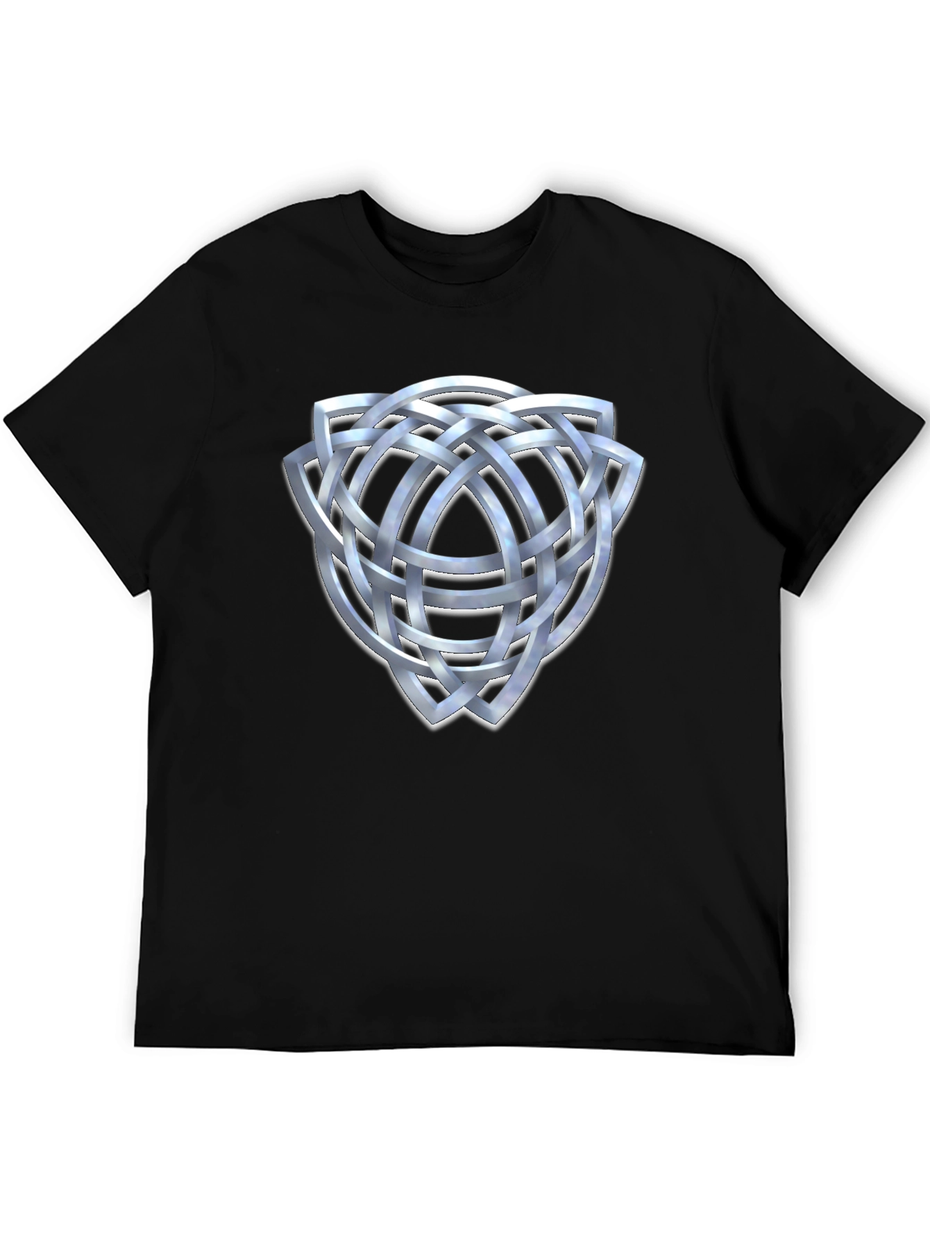 Black Celtic Knot T-Shirt - Silver Trinity Design view 5