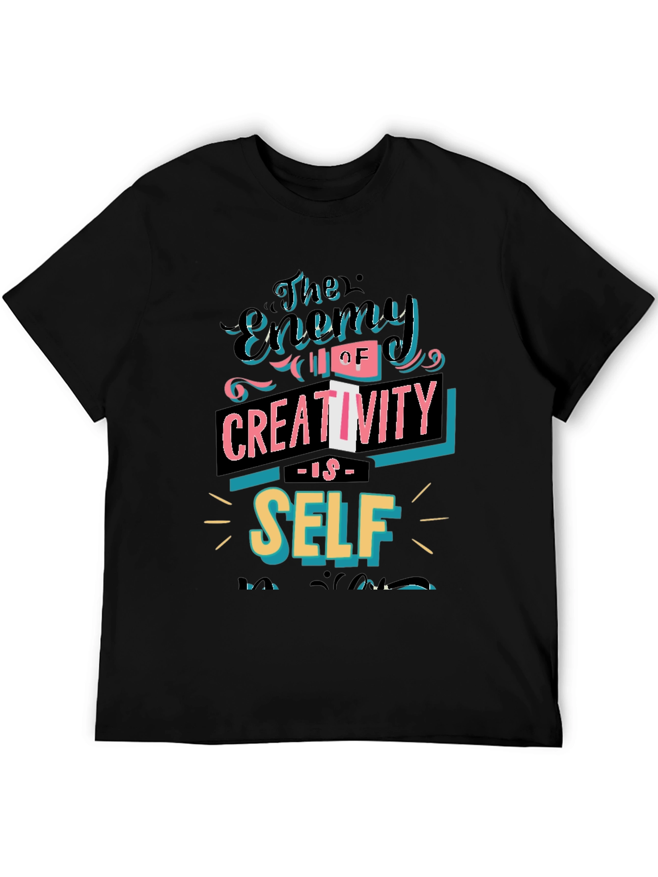 Black The Enemy of Creativity Graphic T-Shirt view 5