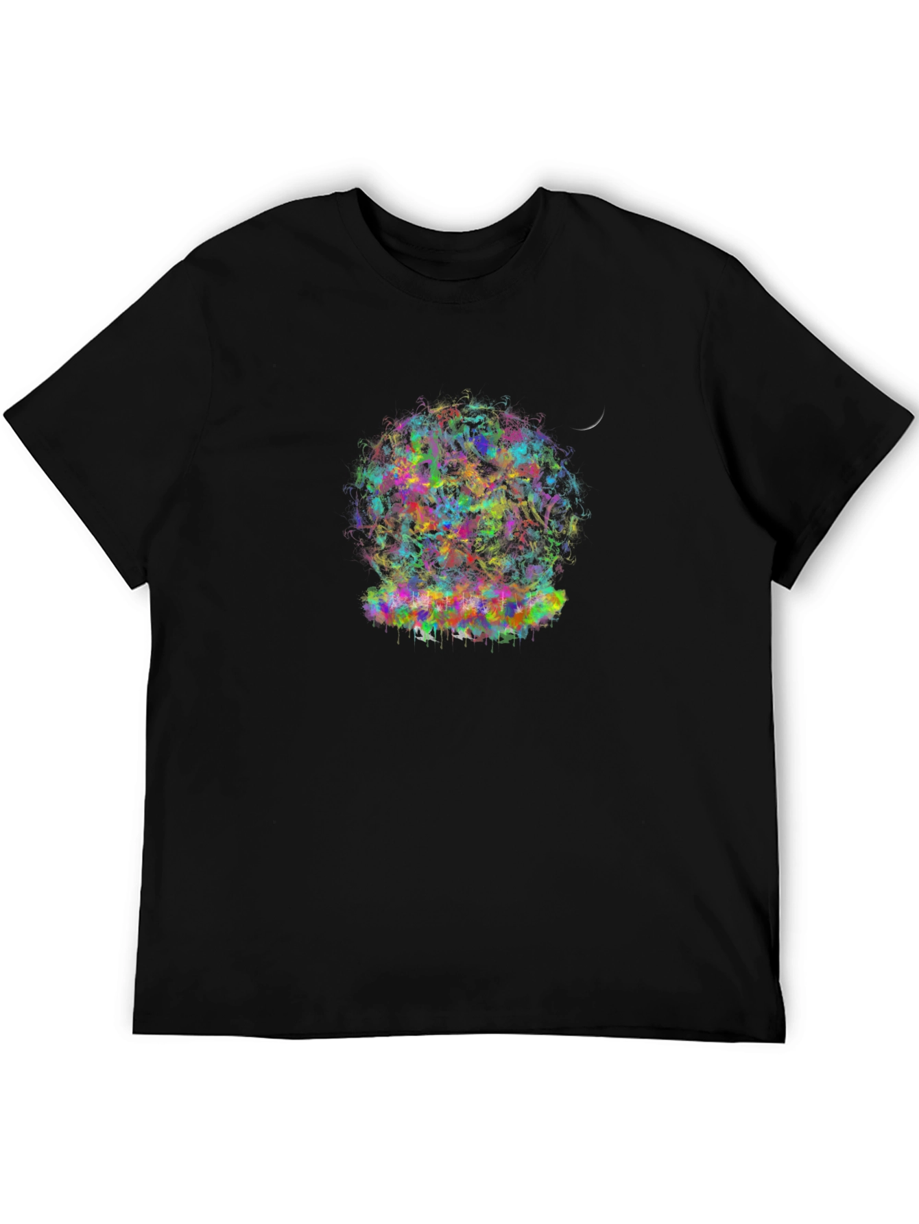 Black Colorful Abstract Globe Graphic Tee - Black view 5