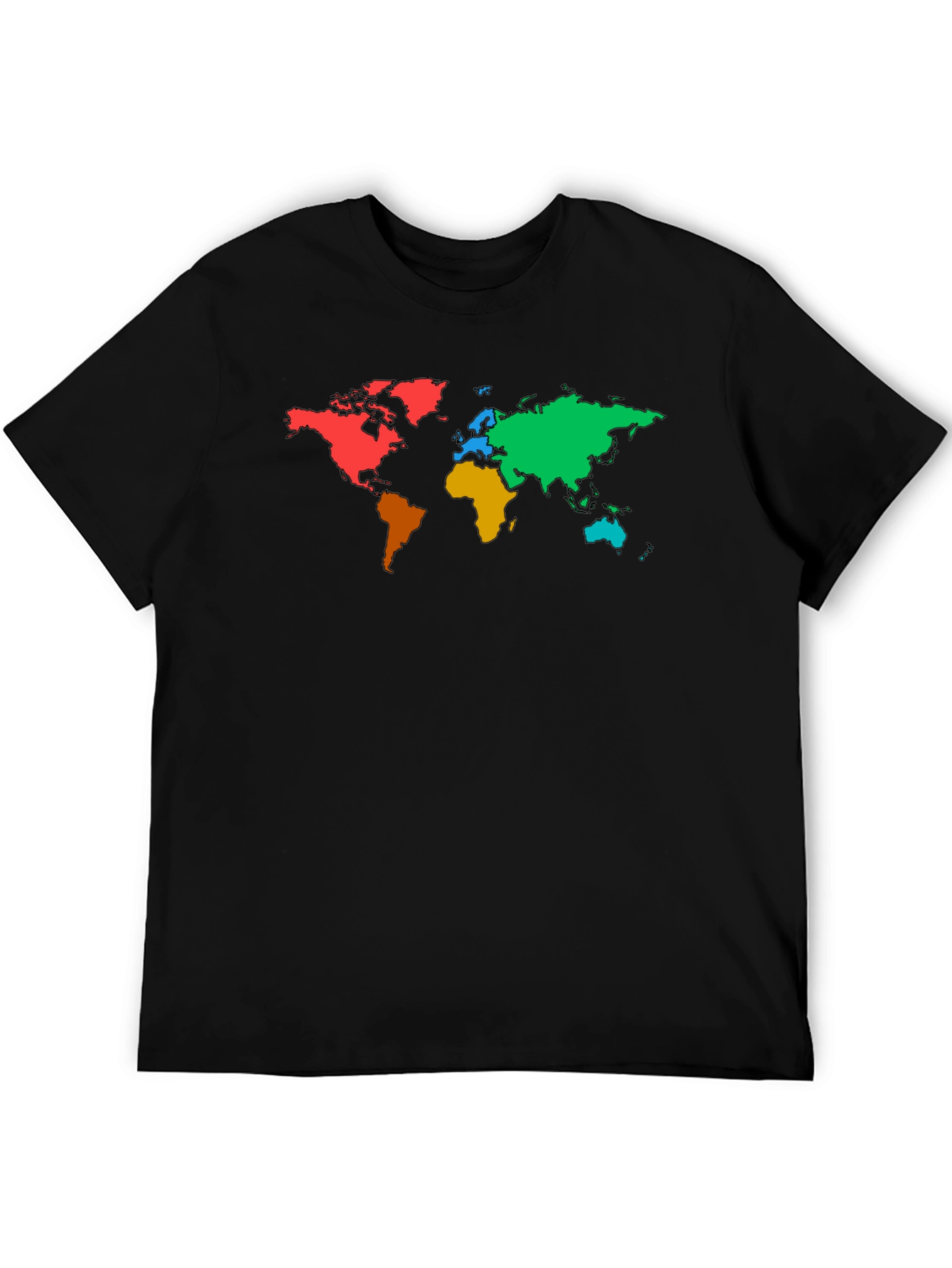 Black Colorful World Map Graphic Black T-Shirt view 5