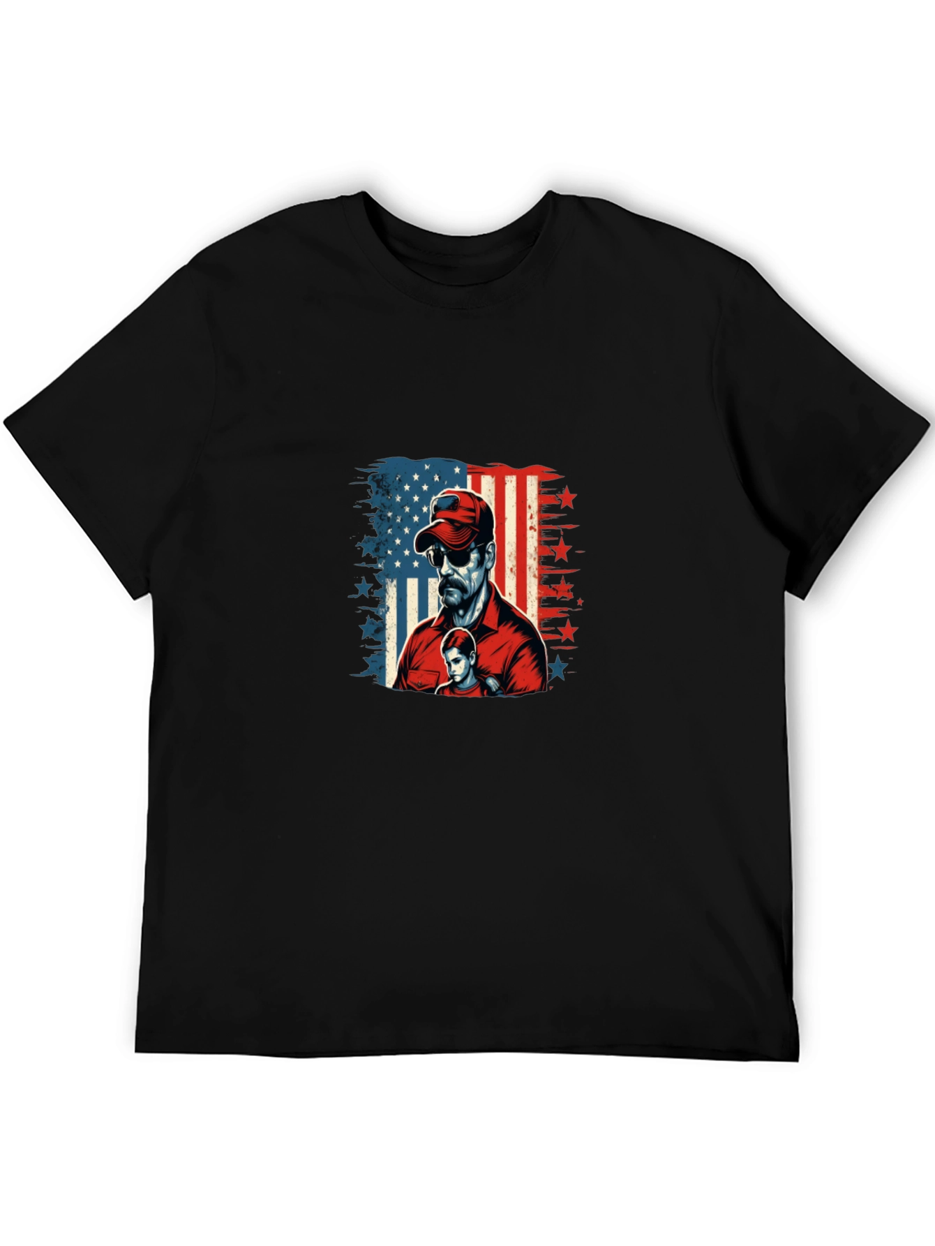 Black Patriotic Dad & Son Graphic Black Tee view 5