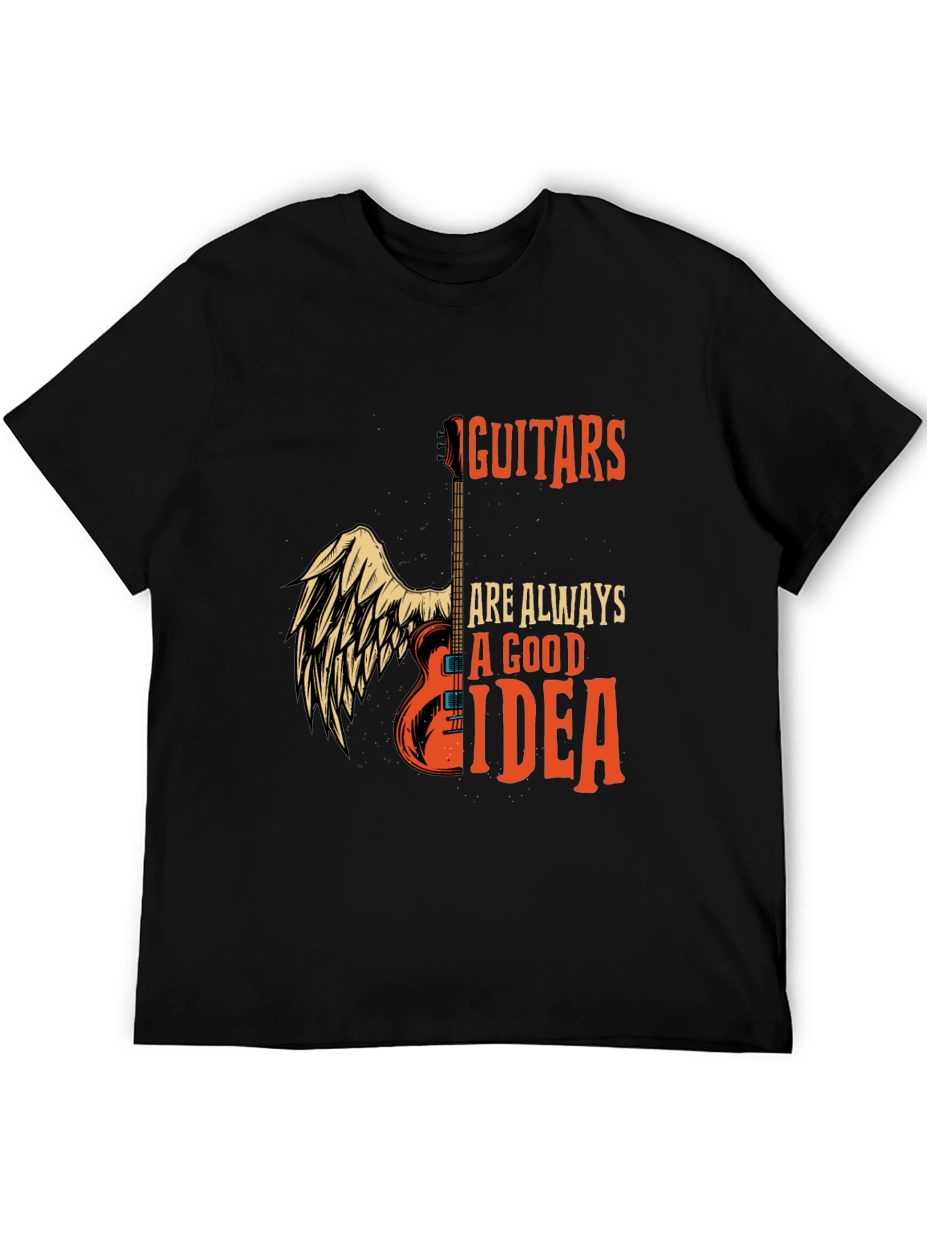 Black Guitar Always Good Idea Graphic T-Shirt - Black view 5
