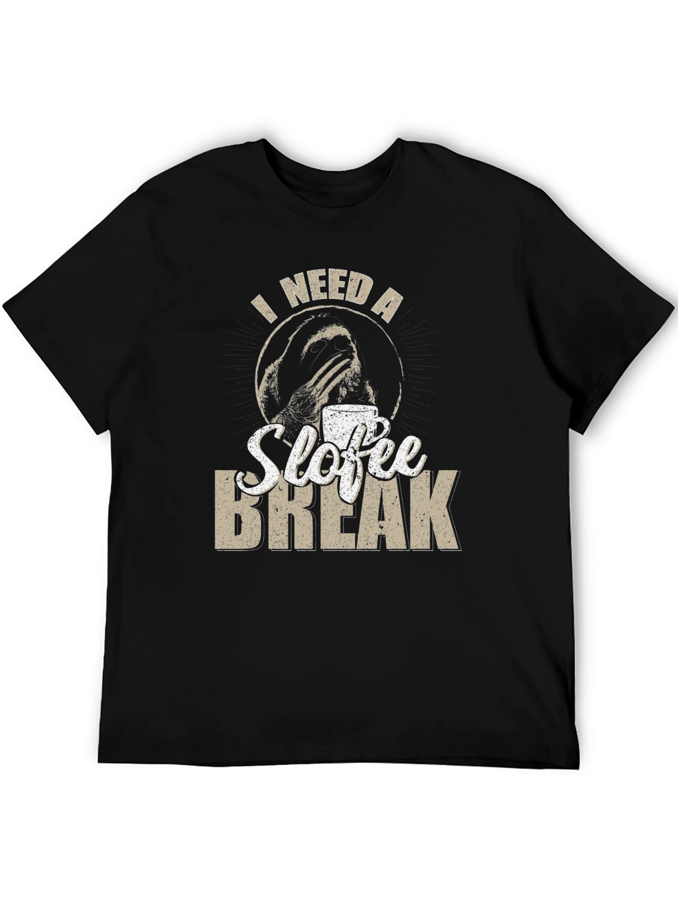 Black Sloth Coffee Break Graphic T-Shirt - Unisex Tee view 5