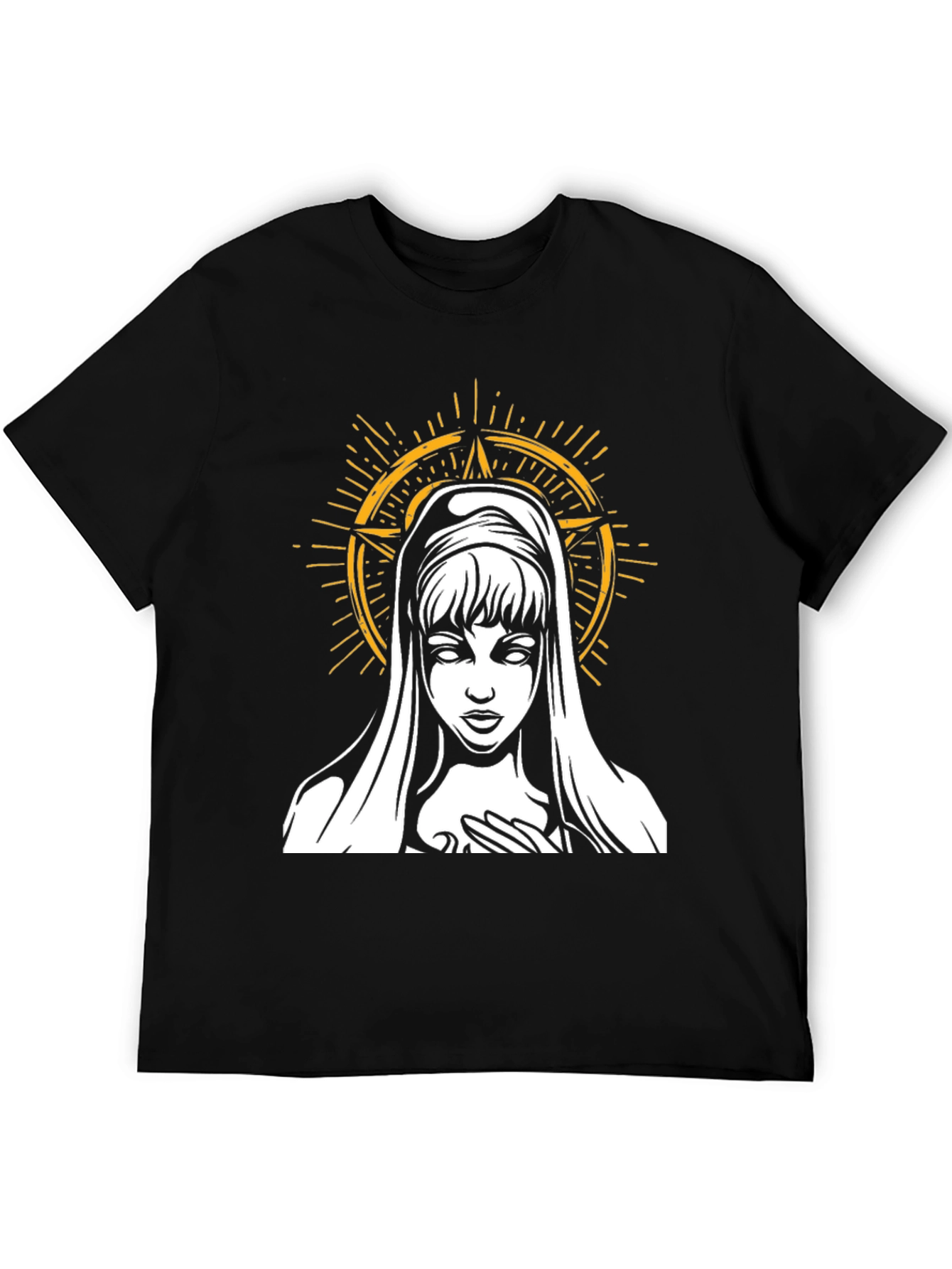Black Virgin Mary Graphic Tee - Dark Aesthetic T-Shirt view 5
