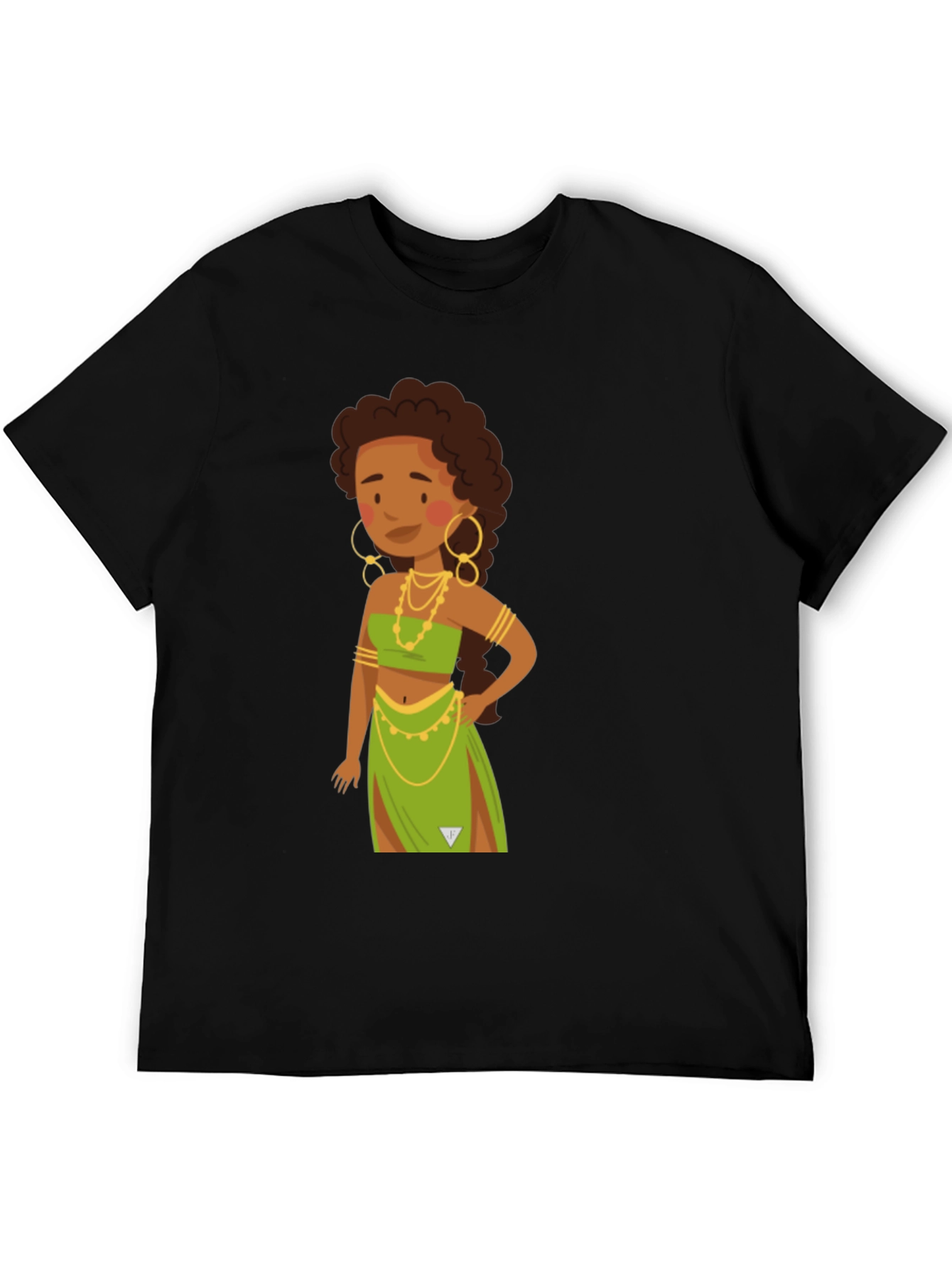 Black Cartoon Woman Graphic Black T-Shirt view 5