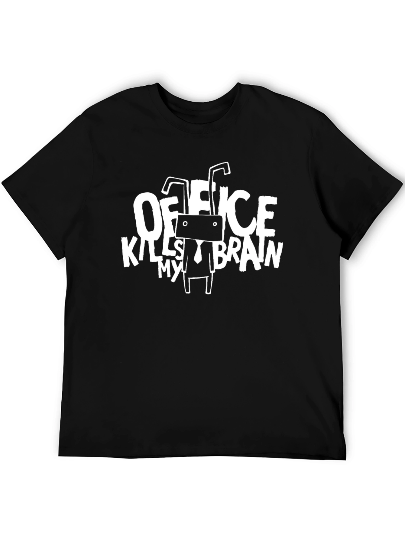Black Office Kills My Brain T-Shirt - Funny Novelty Tee view 5