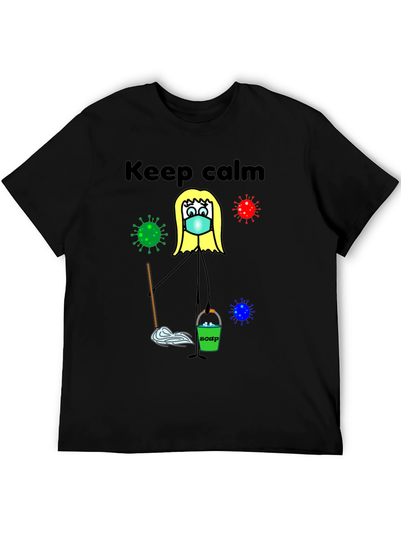 Black Keep Calm and Clean T-Shirt view 5