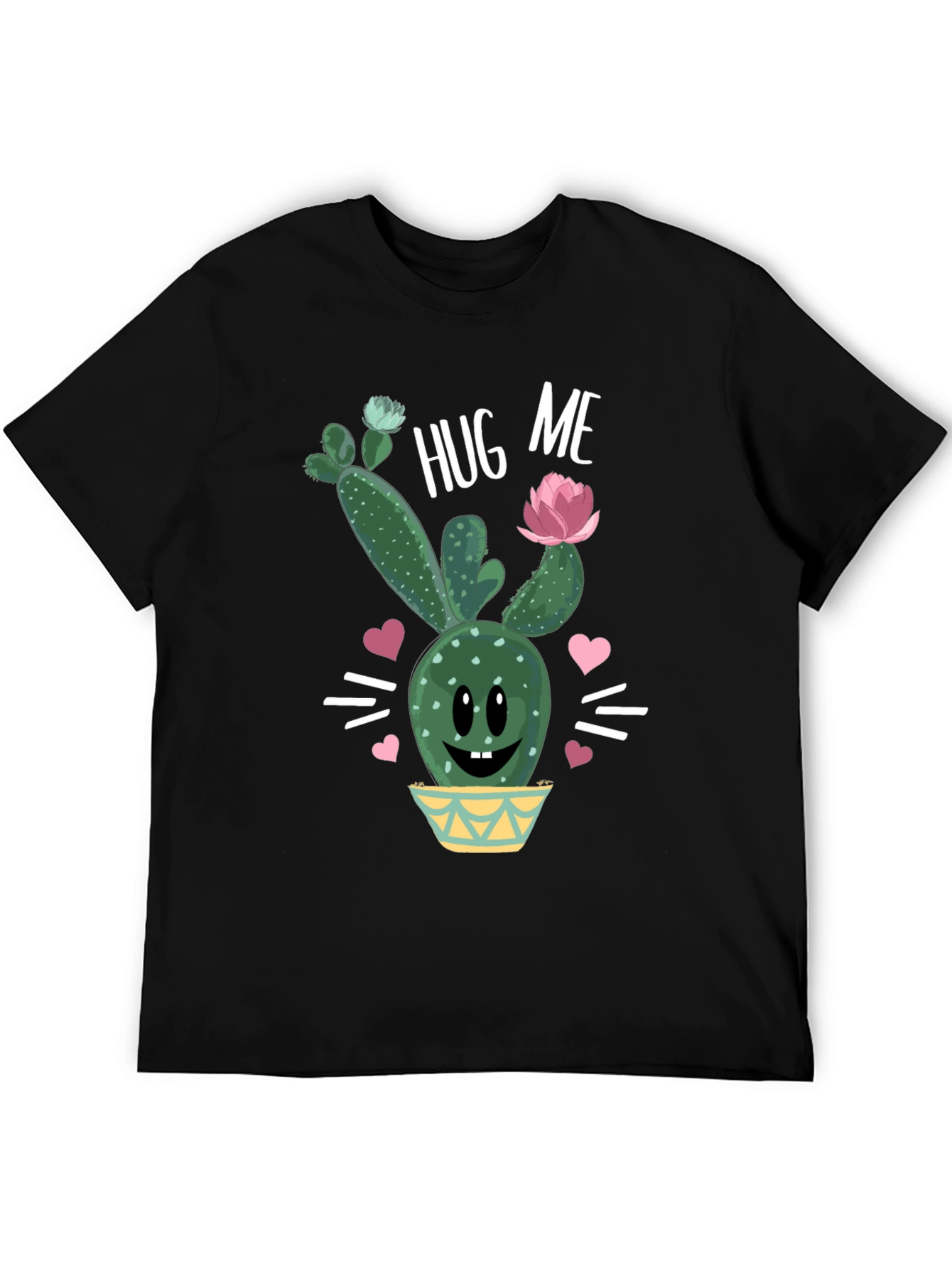 Black Hug Me Cactus T-Shirt - Cute Graphic Tee view 5