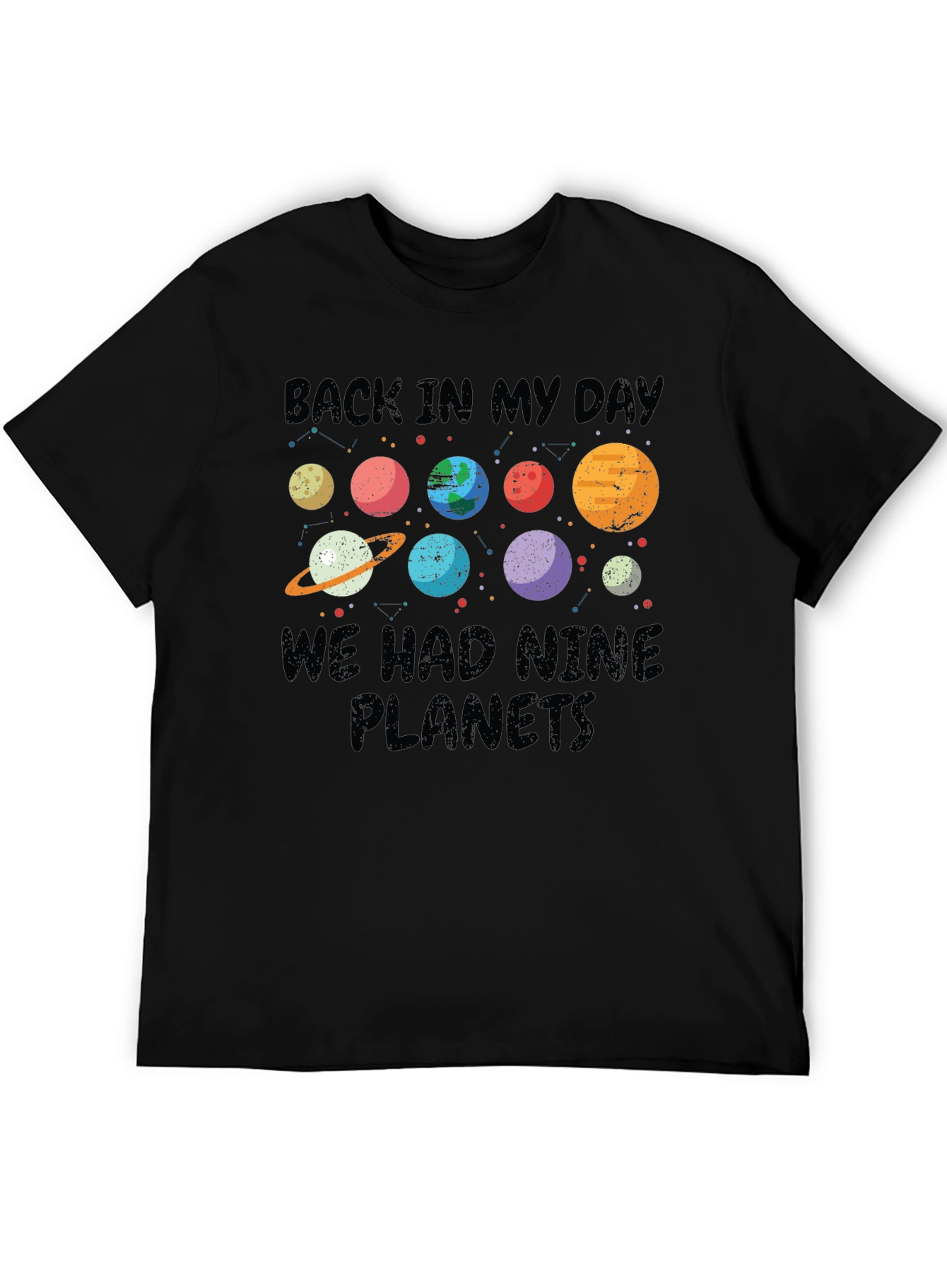 Black Back In My Day Nine Planets T-Shirt view 5