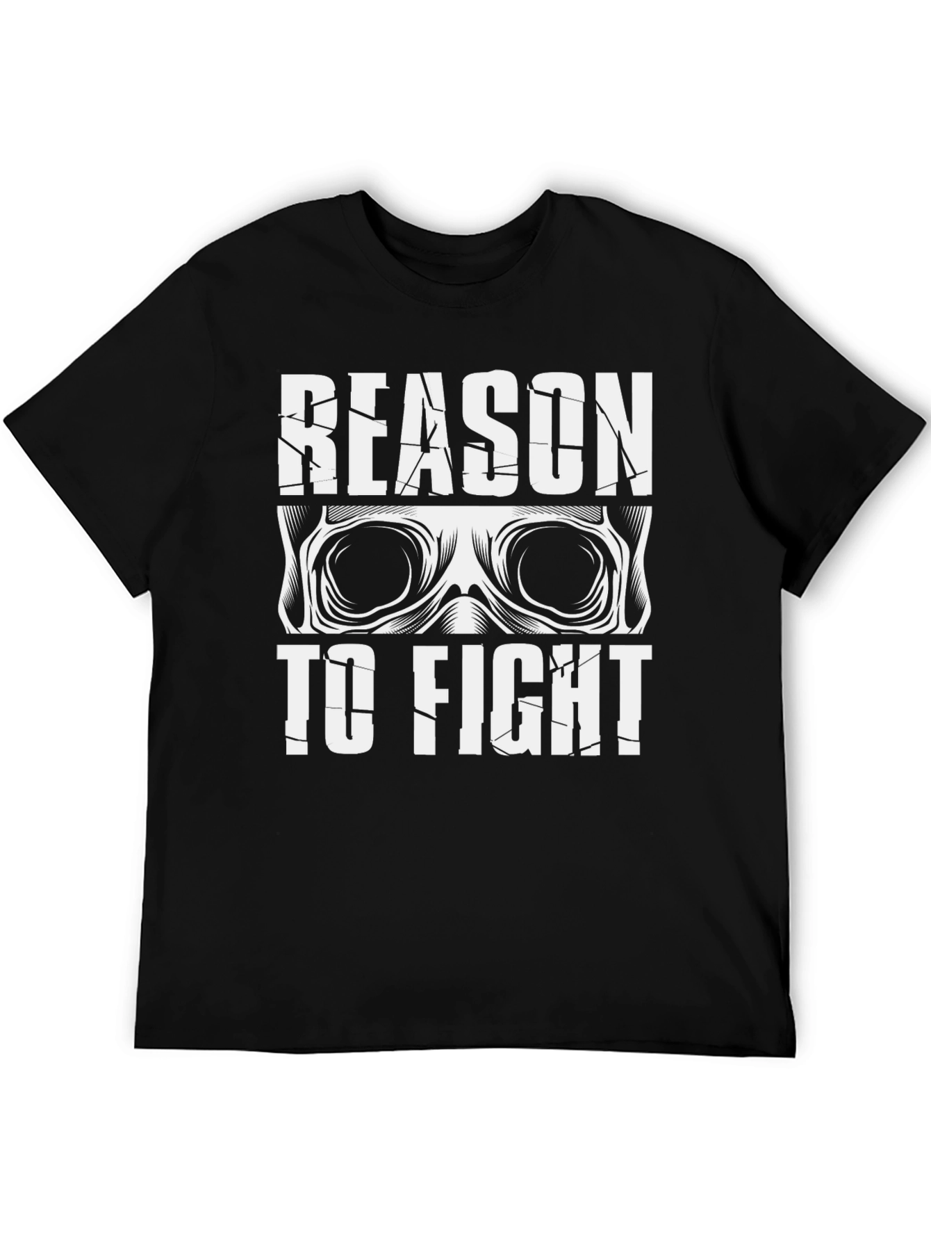 Black Reason To Fight Skull Graphic Tee - Black view 5