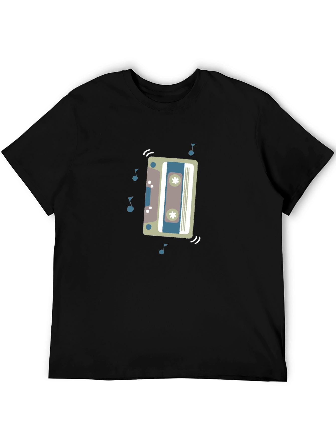 Black Retro Cassette Tape Graphic Tee - Black Cotton Blend view 5