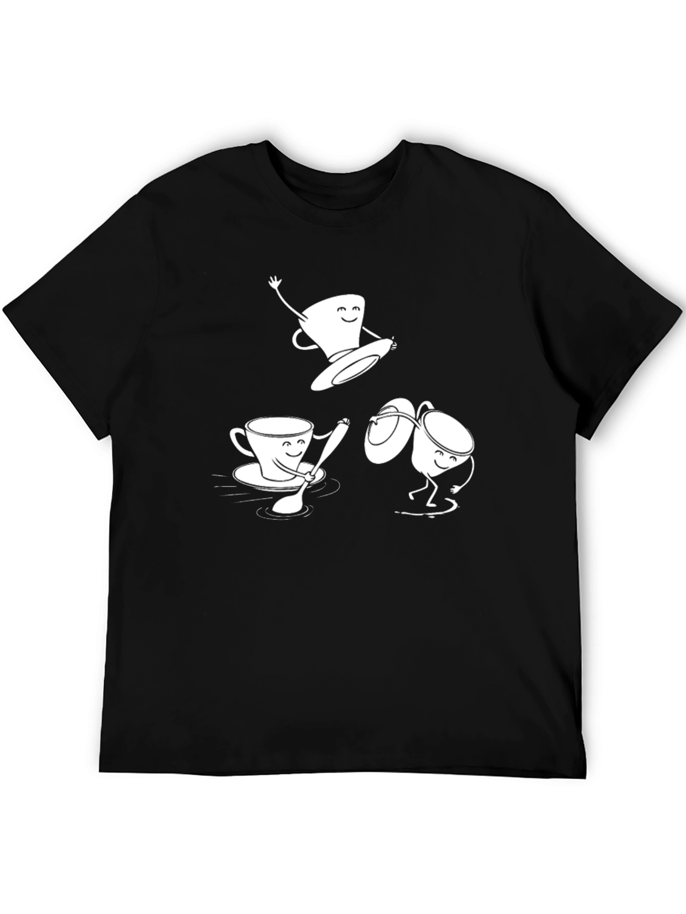 Black Fun Coffee Cup Cartoon Graphic T-Shirt view 5
