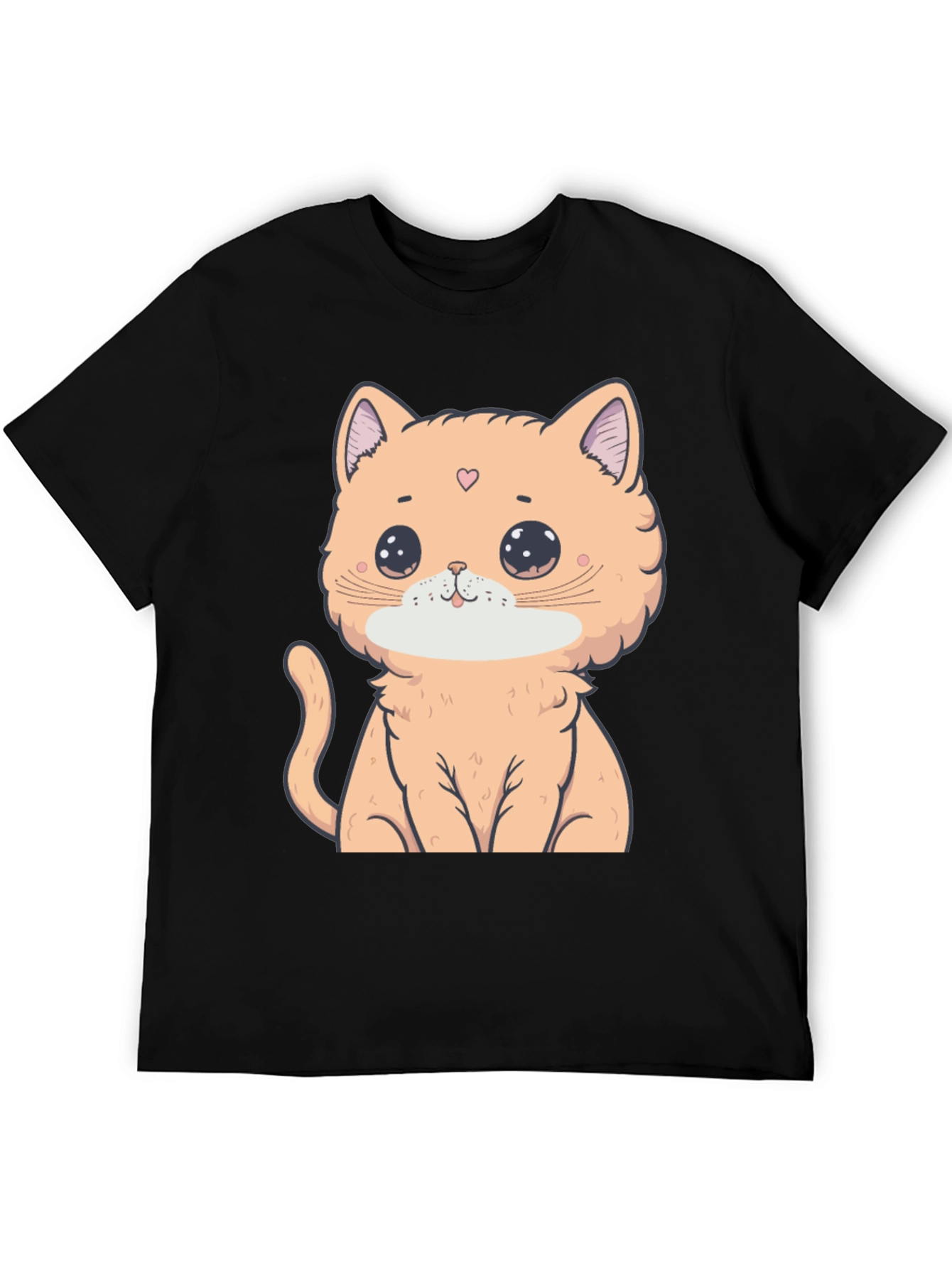 Black Cute Cartoon Cat Graphic Tee - Soft Cotton Comfort view 5