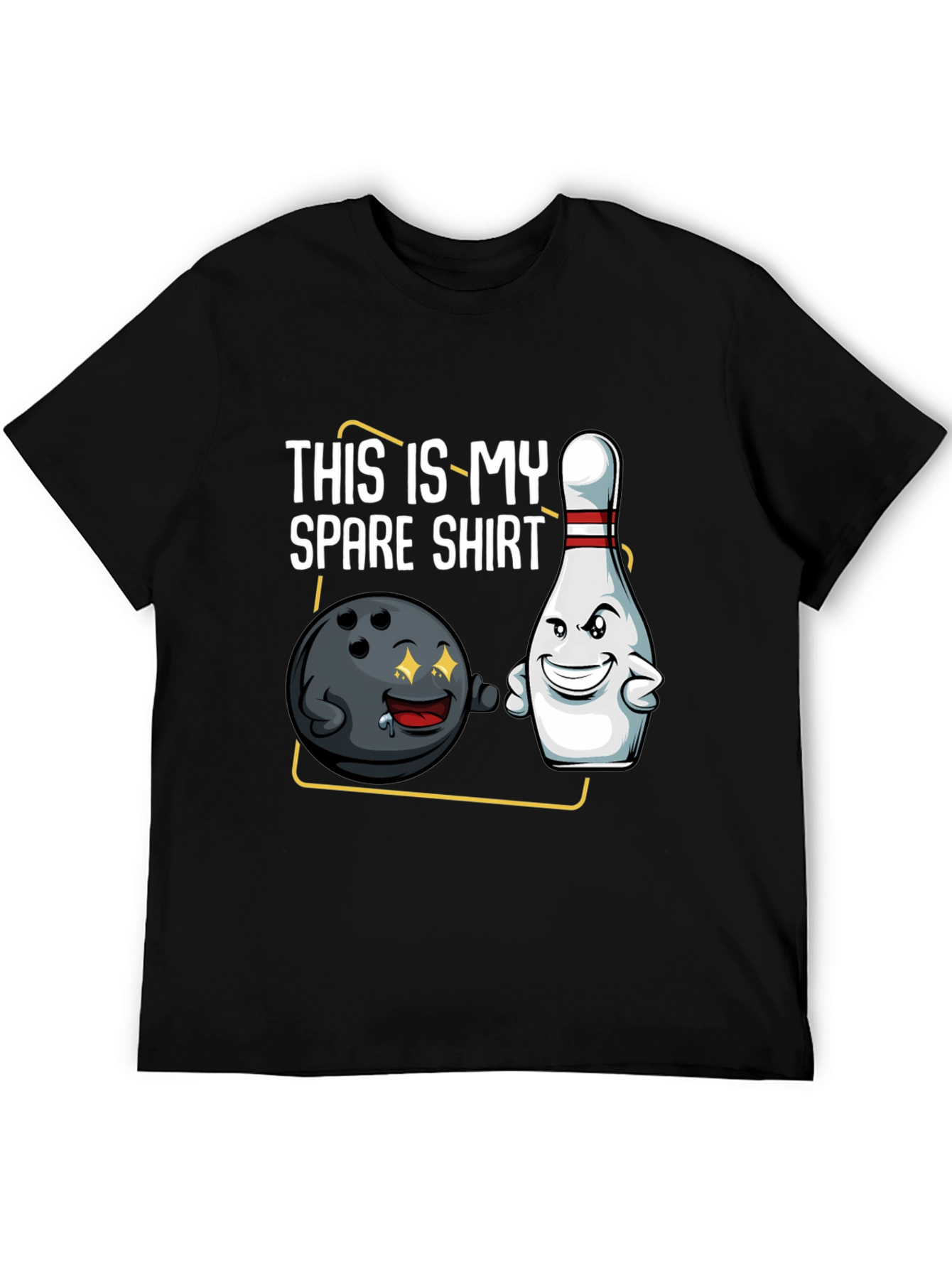 Black Funny Bowling T-Shirt - This is My Spare Shirt view 5