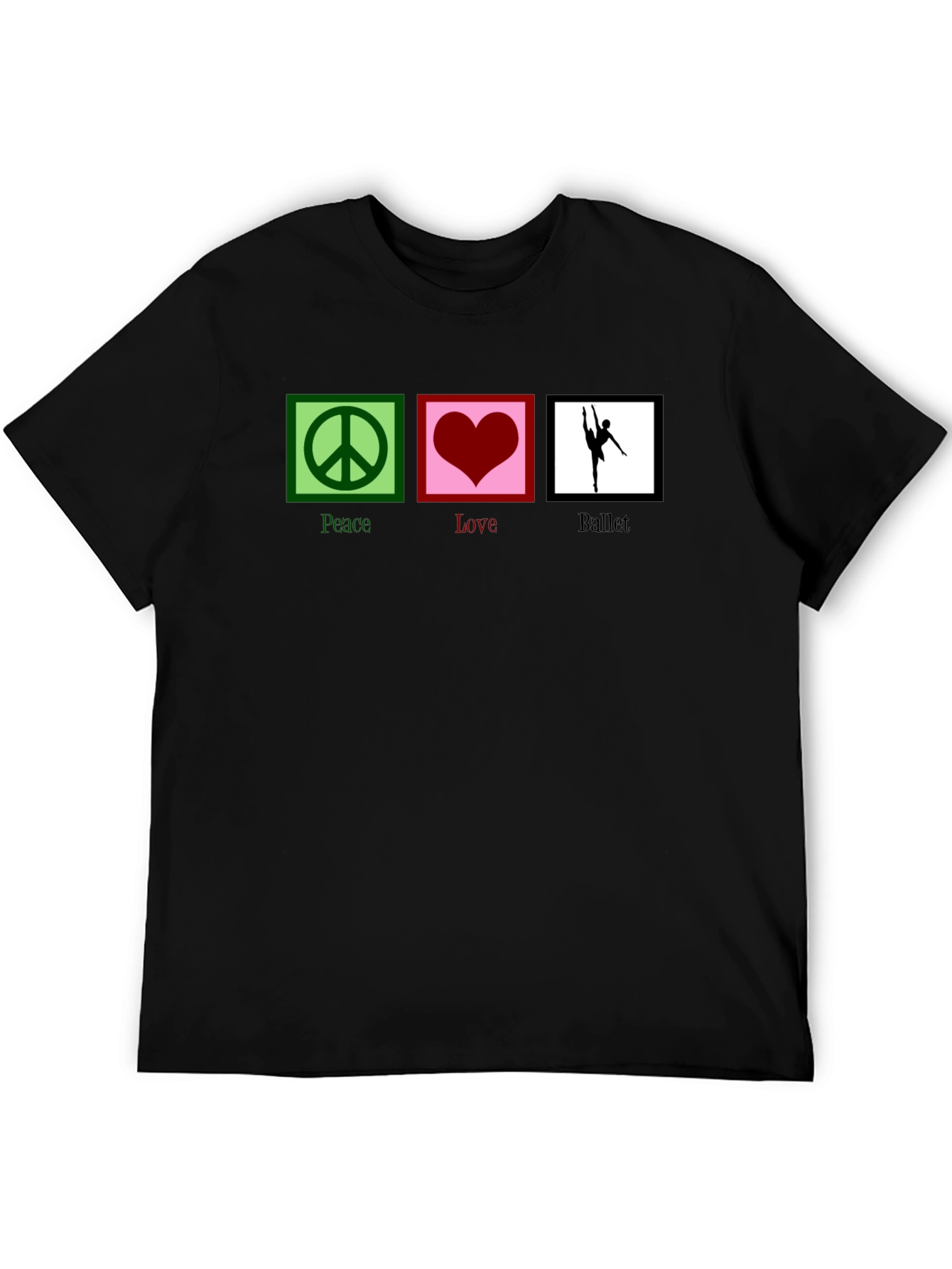 Black Peace Love Ballet Graphic T-Shirt - Black view 5