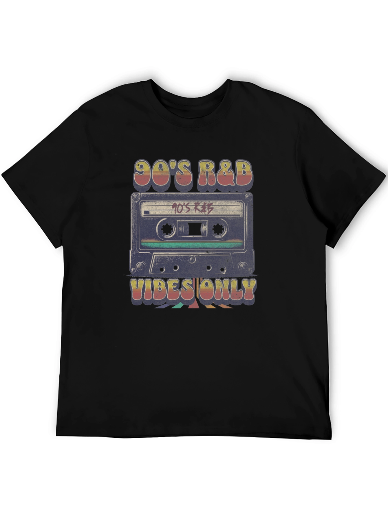 Black 90's R&B Vibes Only Retro Cassette T-Shirt view 5