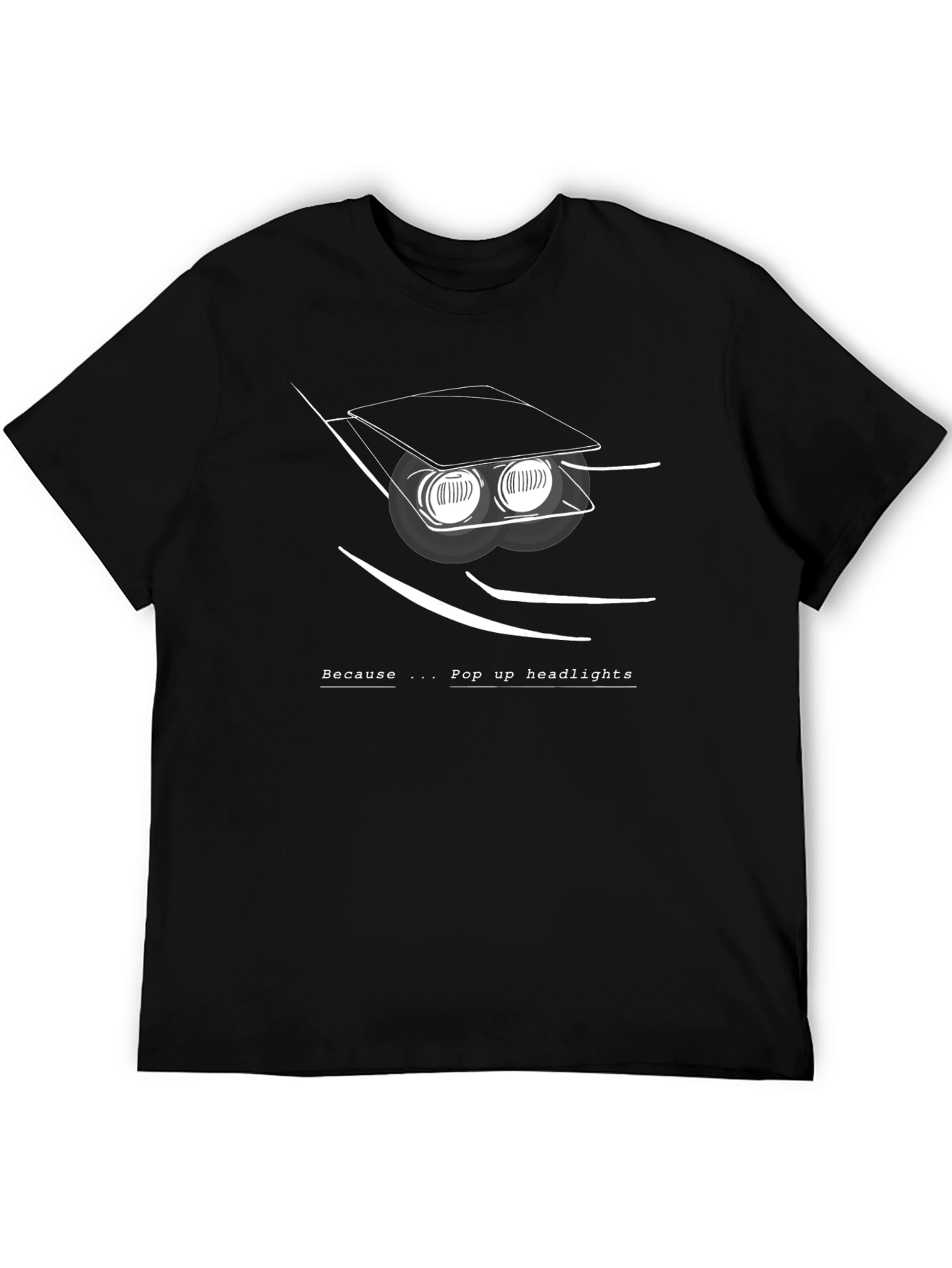 Black Pop Up Headlights Graphic T-Shirt - Car Enthusiast Tee view 5