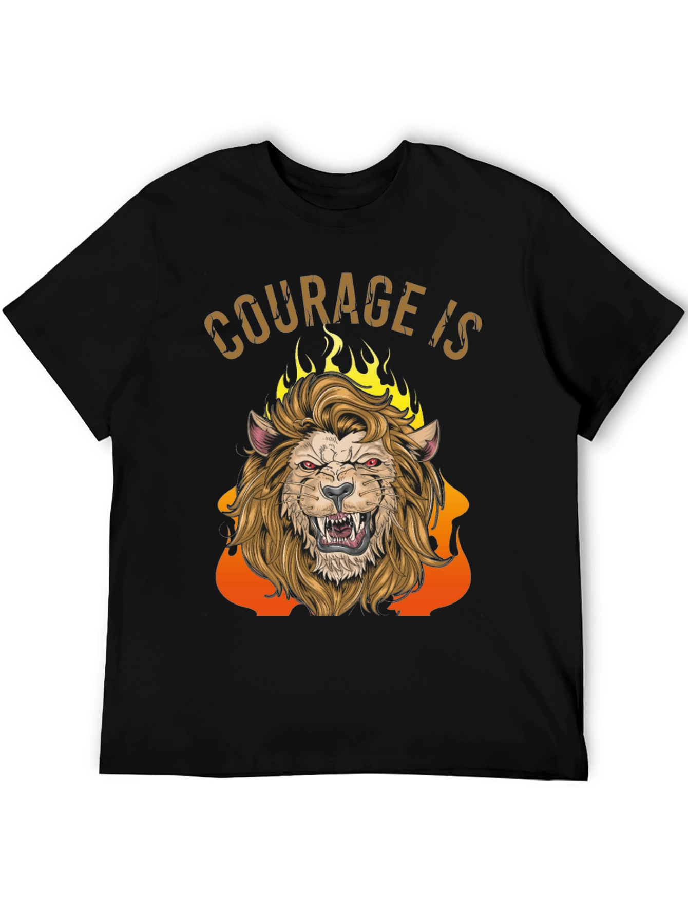 Black Courage Is Lion Graphic Tee - Men's Black T-Shirt view 5