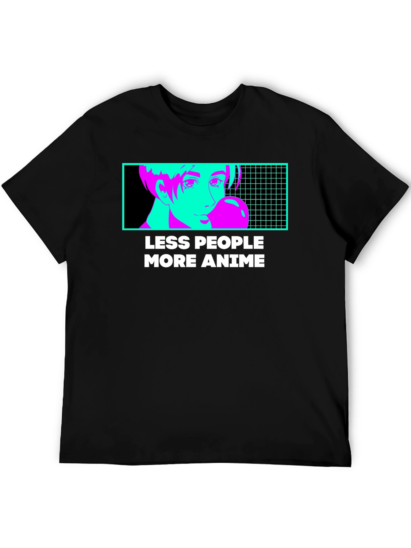 Black Less People More Anime Graphic Tee - Black T-Shirt view 5