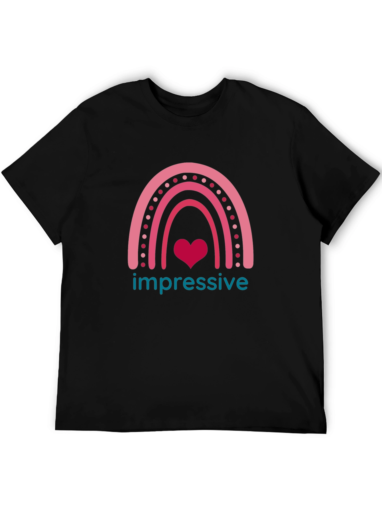 Black Impressive Heart Rainbow Graphic T-Shirt view 5