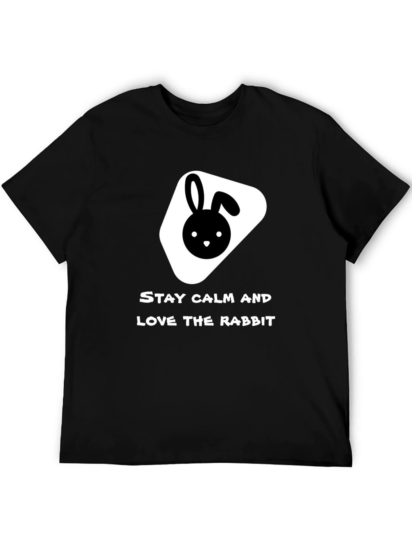 Black Stay Calm Love Rabbit Black T-Shirt view 5