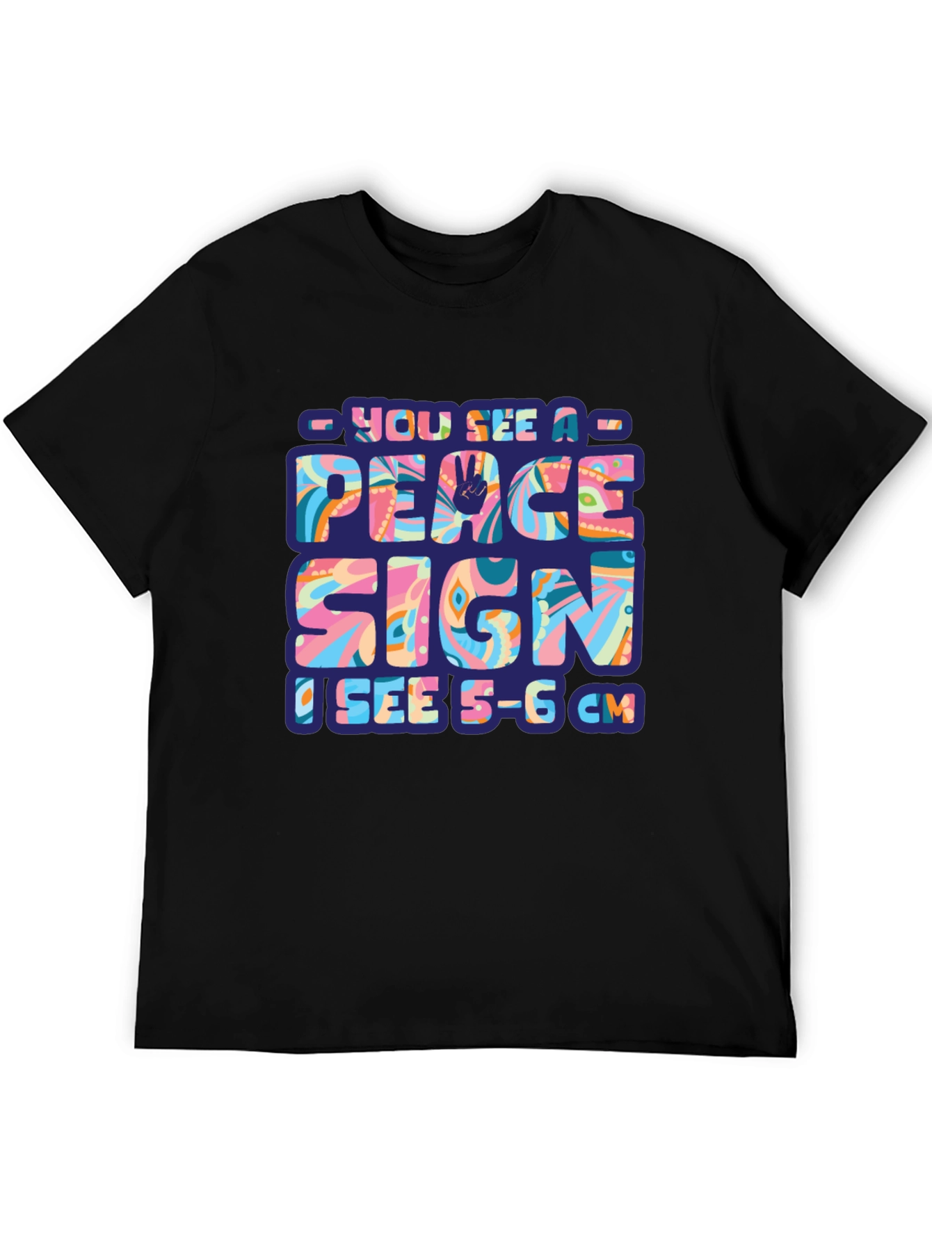 Black Peace Sign Funny Adult Humor T-Shirt view 5