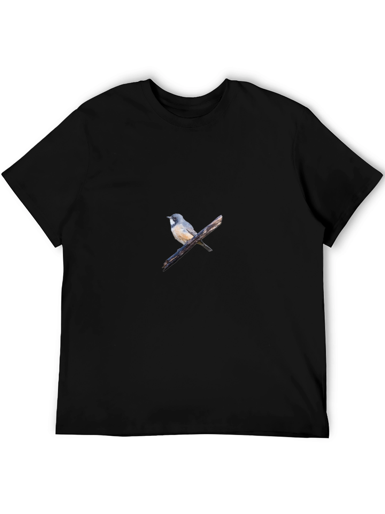 Black Bird on Branch Graphic Tee - Men's Black T-Shirt view 5