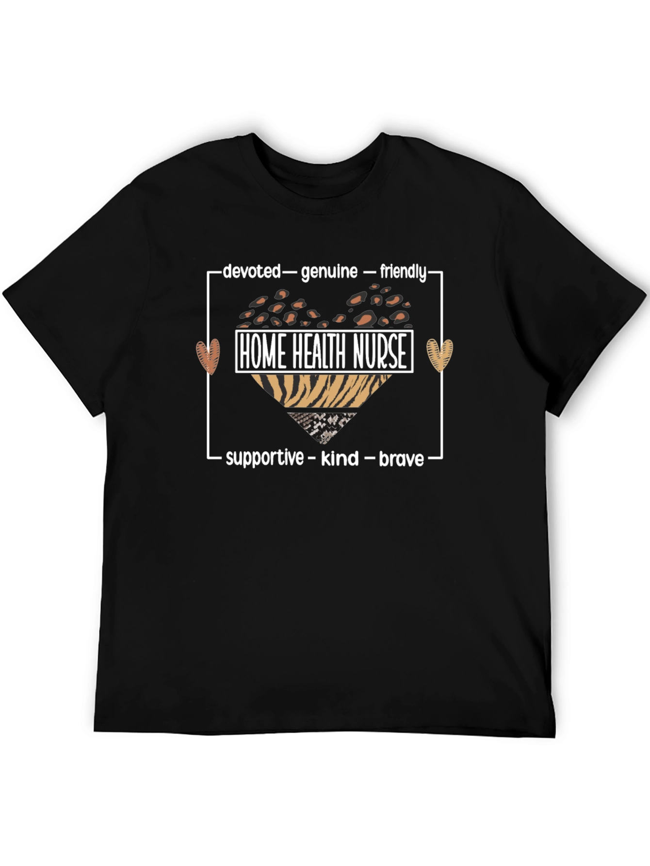 Black Home Health Nurse Heart Graphic T-Shirt view 5
