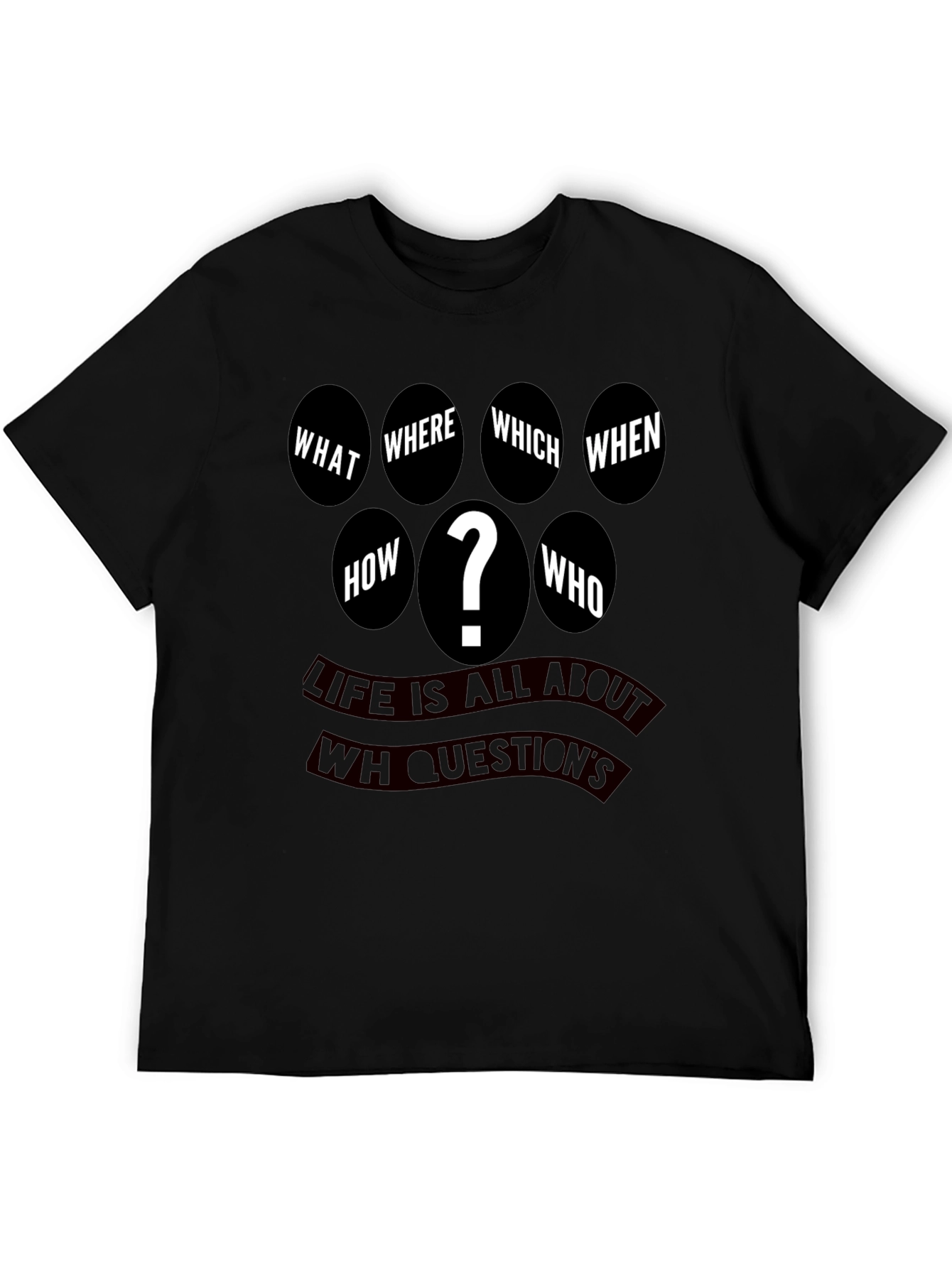 Black Question Everything Men's Black T-Shirt view 5