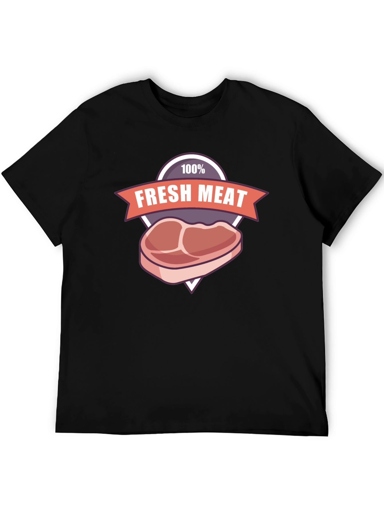 Black Fresh Meat Graphic T-Shirt - Black Cotton Tee view 5