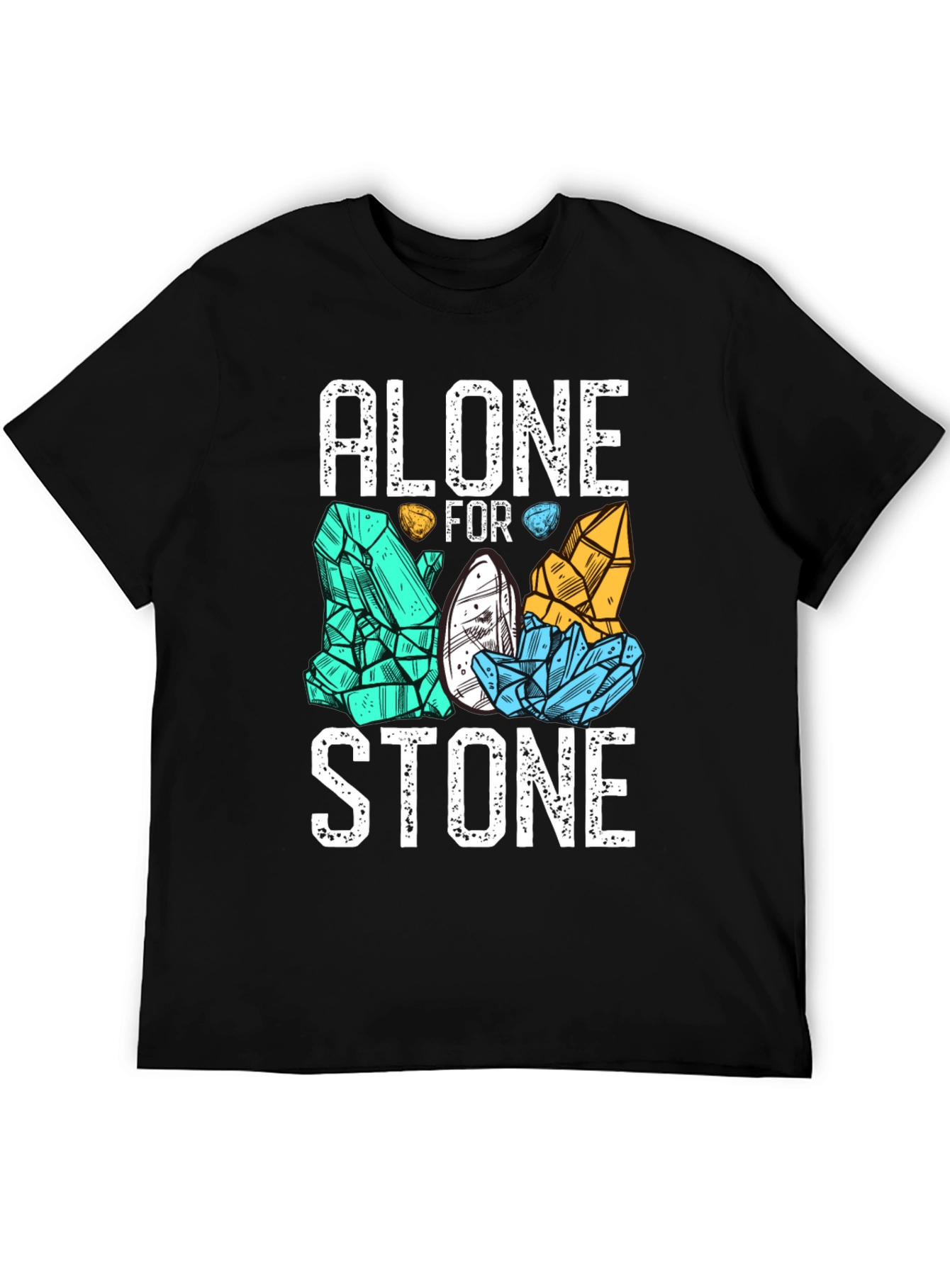 Black Alone for Stone Men's Graphic T-Shirt - Black view 5