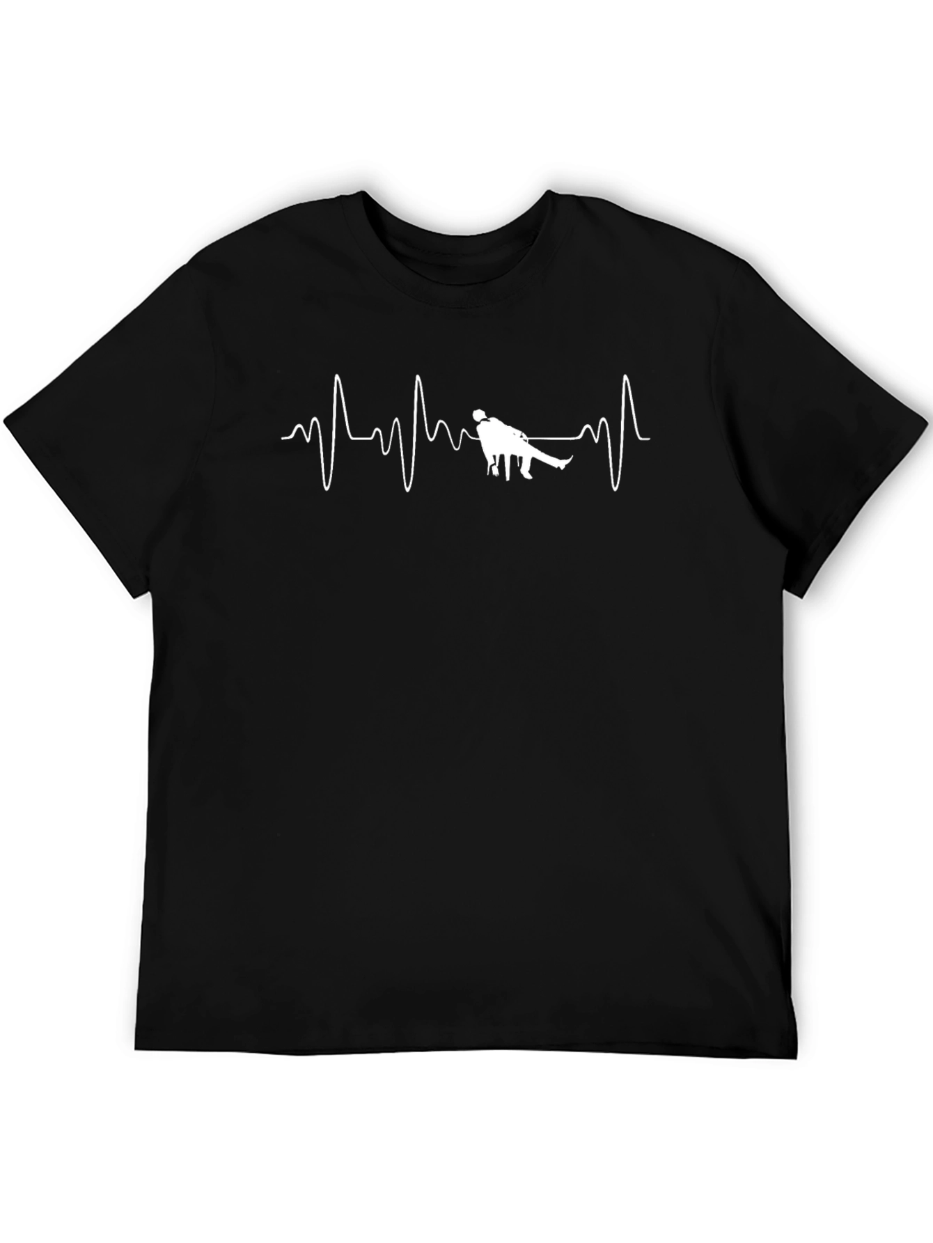Black Heartbeat Curling T-Shirt - Black Cotton Tee view 5