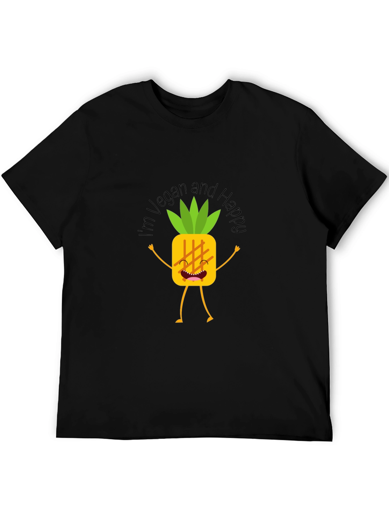 Black Vegan Pineapple Graphic Tee - Happy & Healthy Lifestyle! view 5