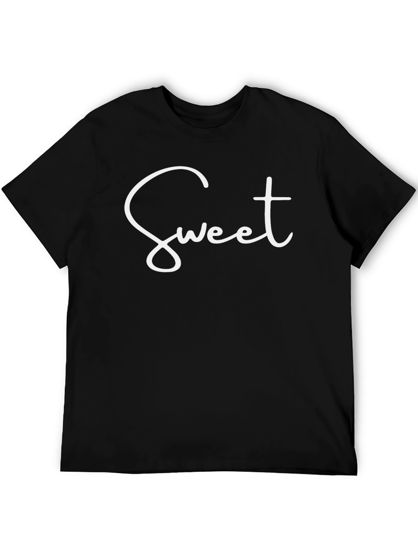 Black Sweet Graphic Tee - Stylish Black T-Shirt view 5