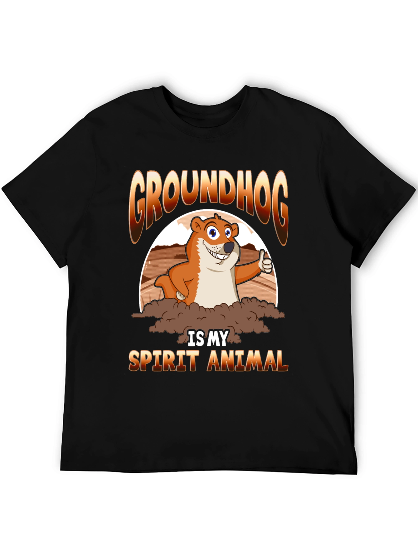 Black Groundhog Spirit Animal T-Shirt - Cute Cartoon Design view 5