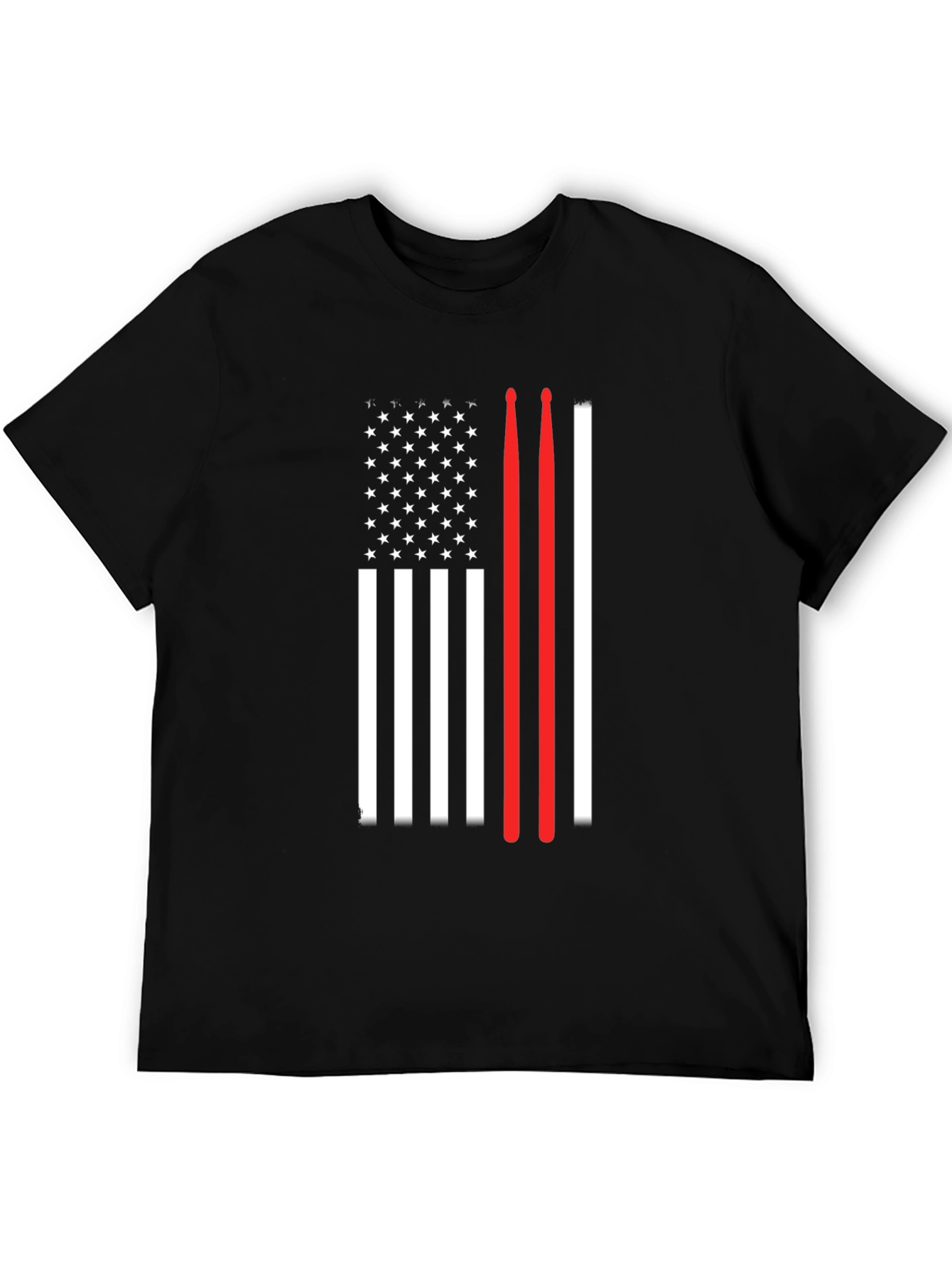 Black American Flag Drummer T-Shirt view 5