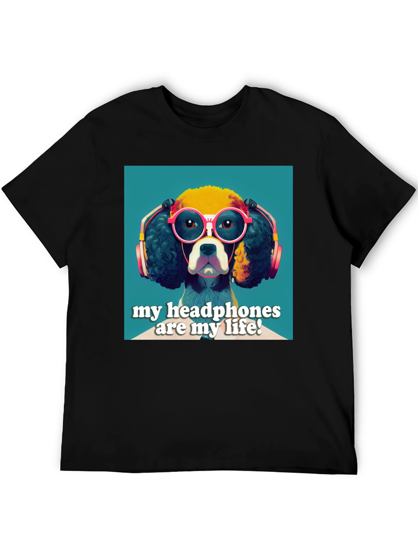 Black Dog Headphones Graphic Tee - My Headphones Are My Life view 5