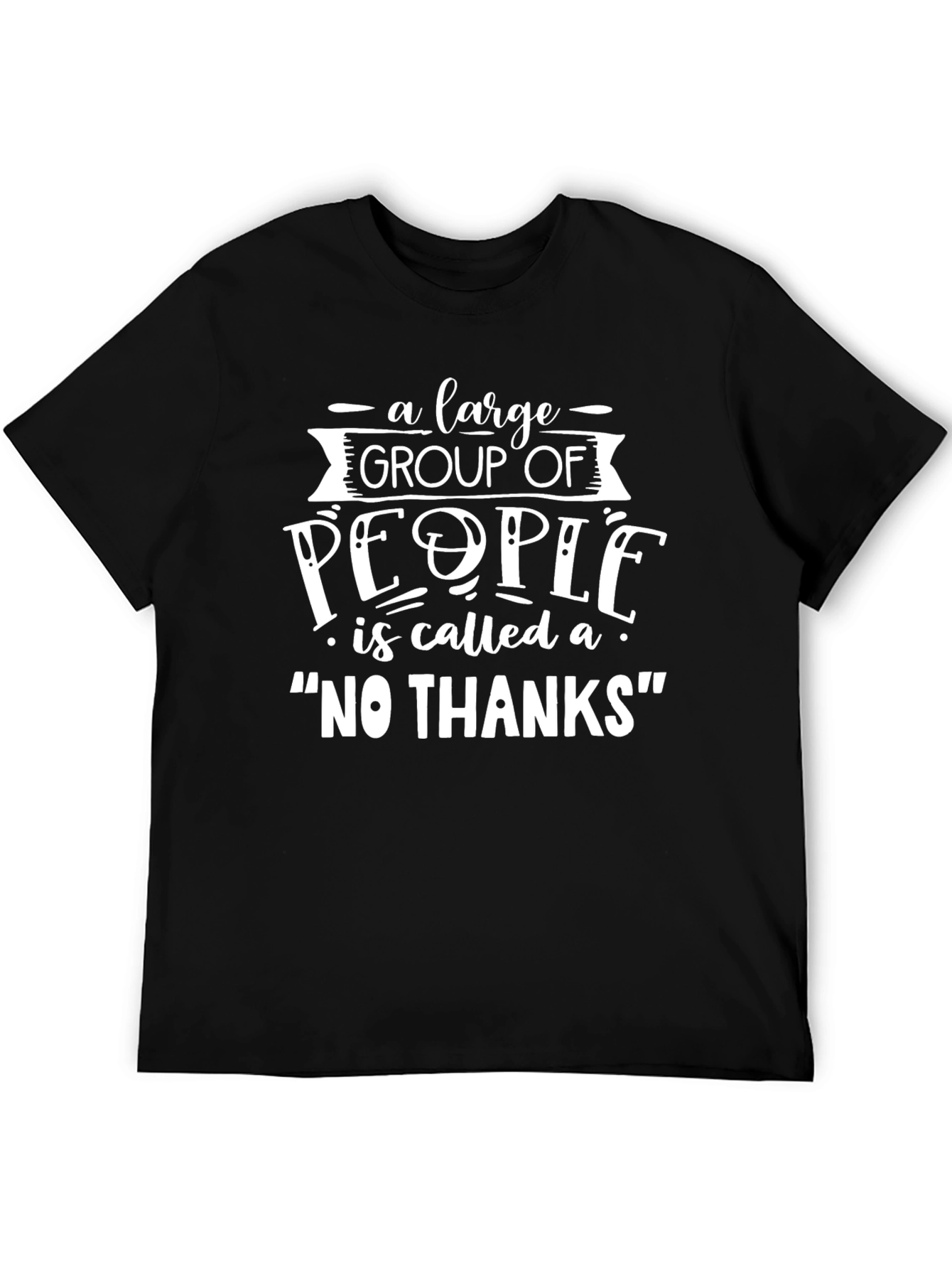 Black Funny 'No Thanks' Graphic T-Shirt view 5