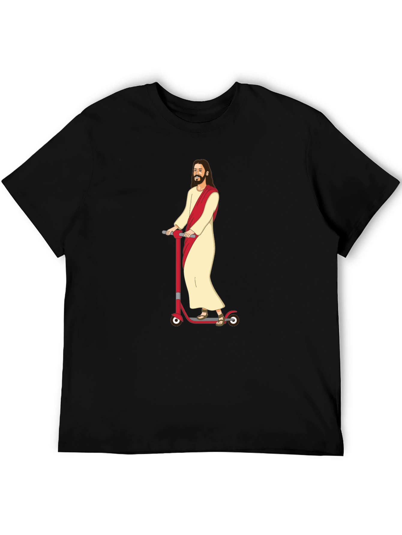 Black Jesus on Scooter T-Shirt - Religious Humor Tee view 5
