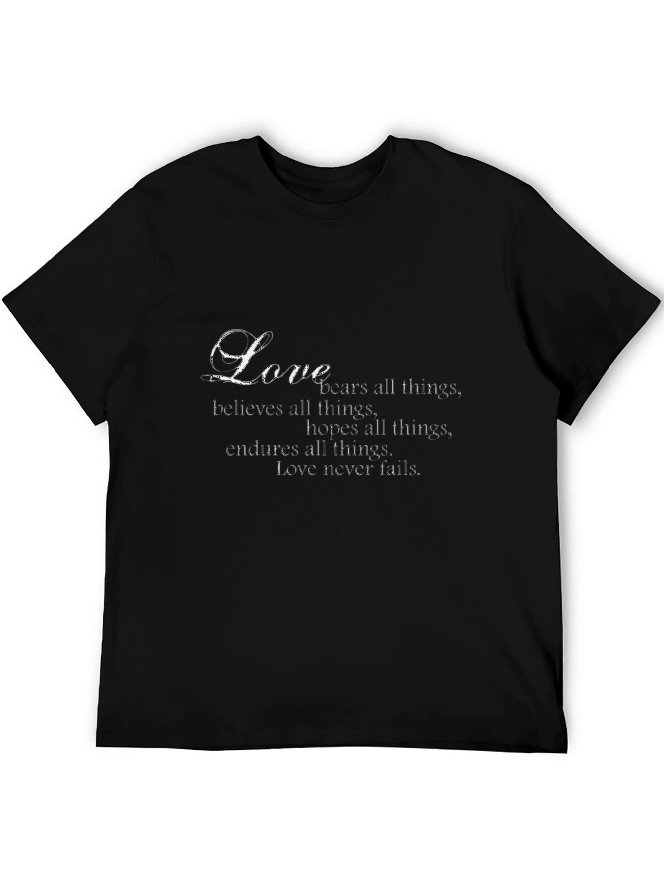Black Love Never Fails Graphic T-Shirt - Black view 5