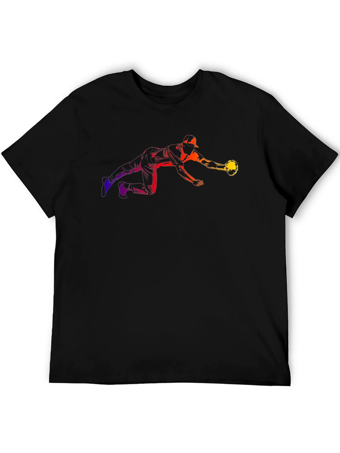 Black Rainbow Baseball Catch T-Shirt view 5