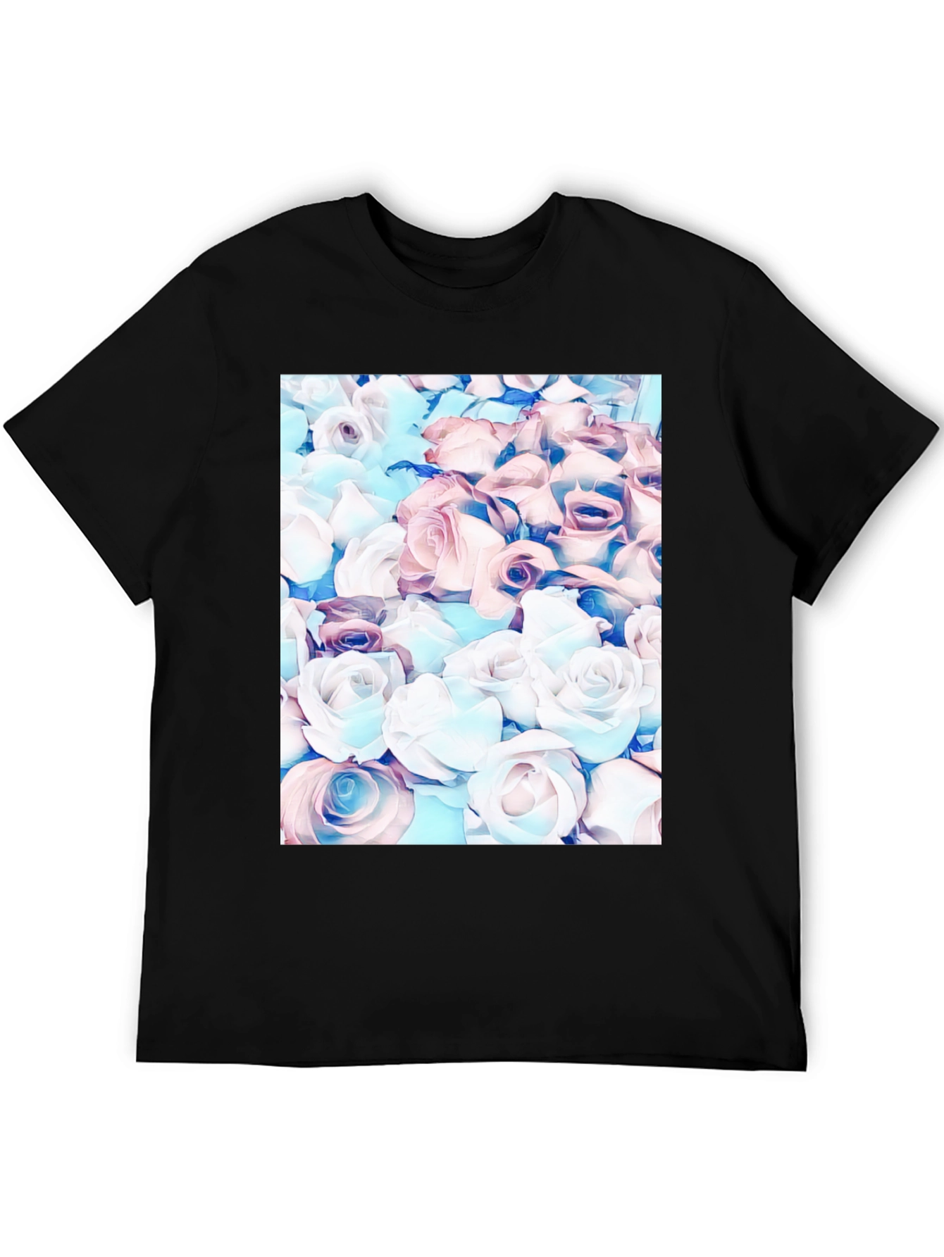 Black Floral Print Black T-Shirt - Stylish & Unique view 5