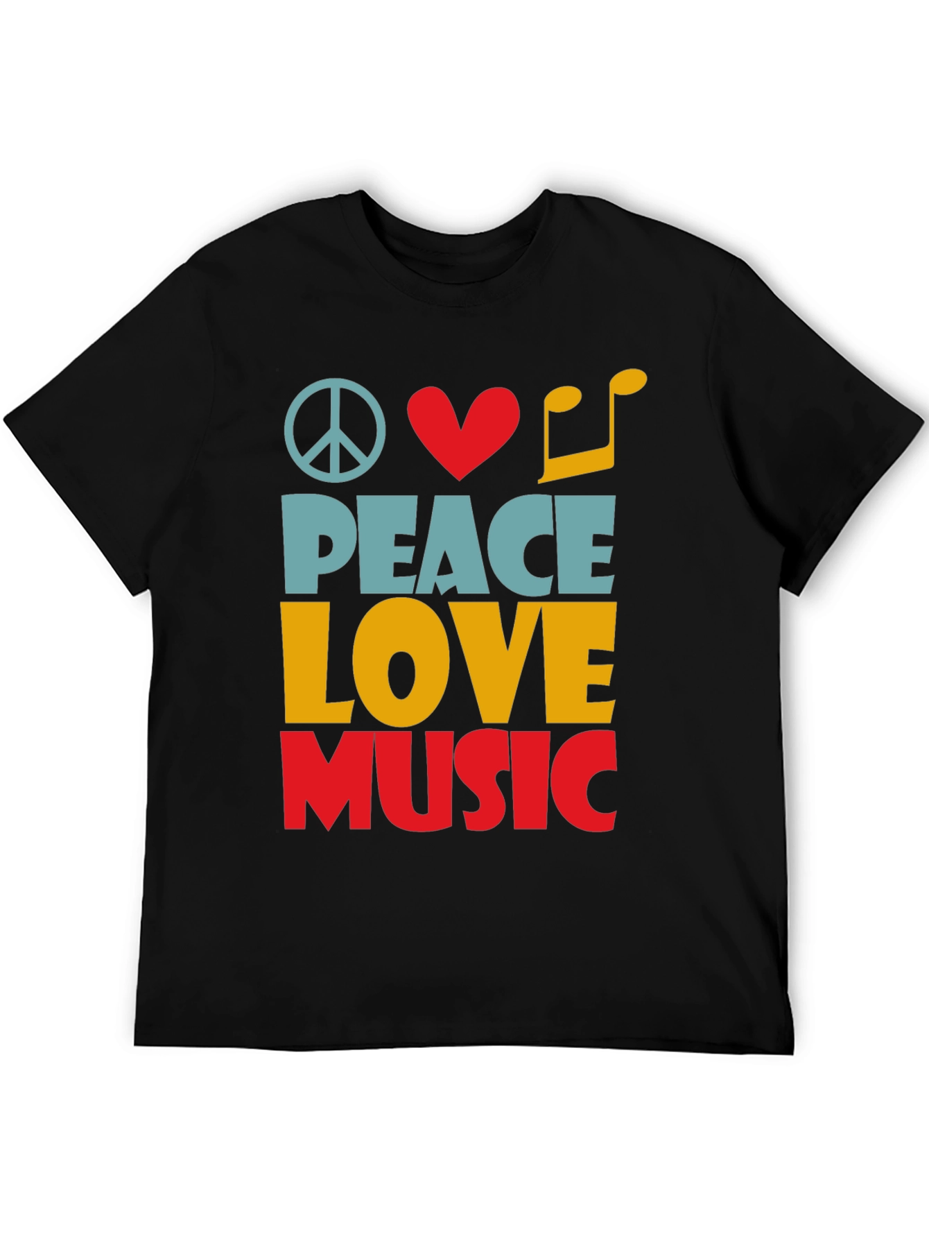 Black Peace Love Music Graphic Tee - Unisex view 5