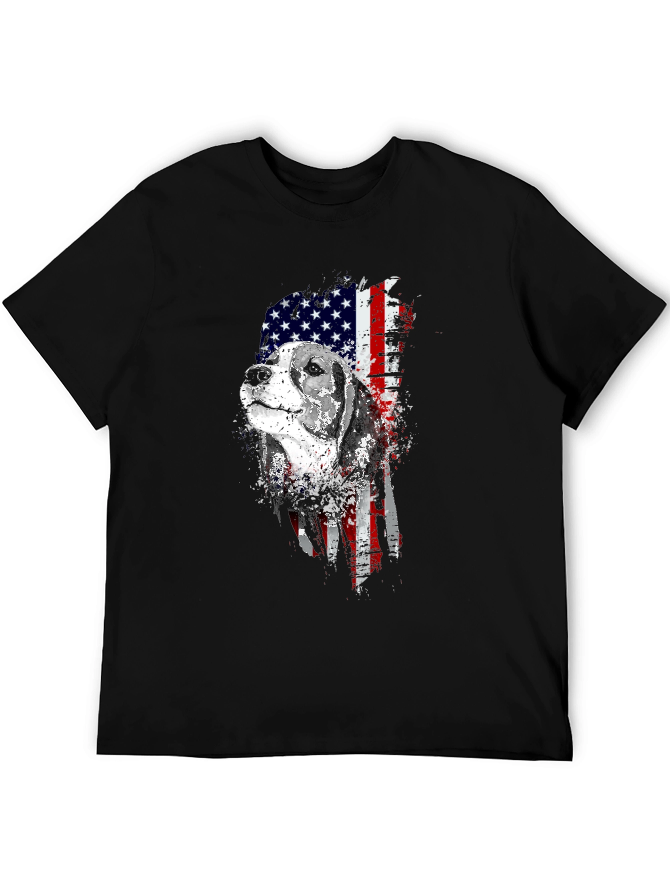 Black Patriotic Beagle Dog American Flag Graphic Tee view 5