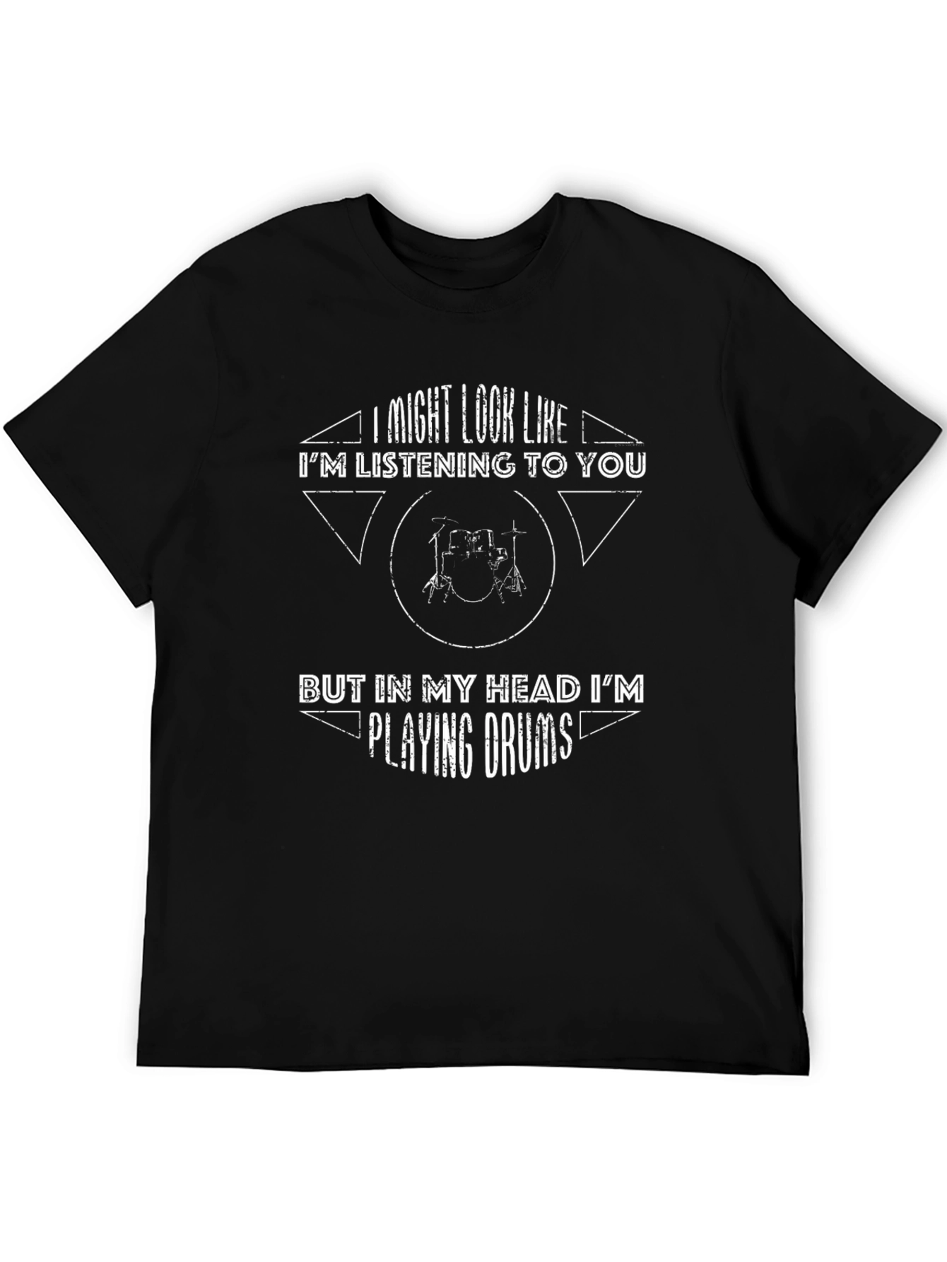 Black Drummer's T-Shirt: "Playing Drums" Graphic Tee view 5