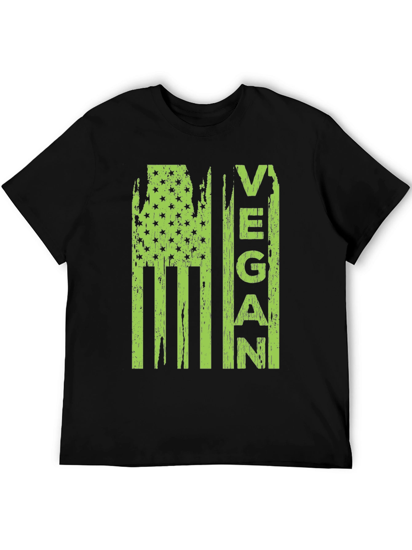 Black Vegan American Flag Graphic T-Shirt view 5