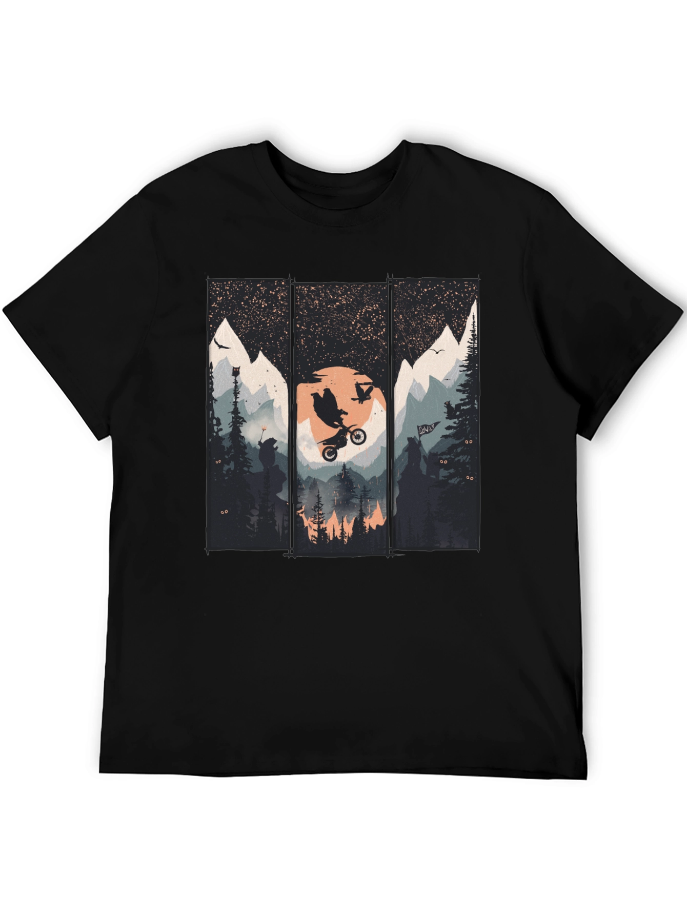 Black Mountain Bike Scene Graphic Tee view 5