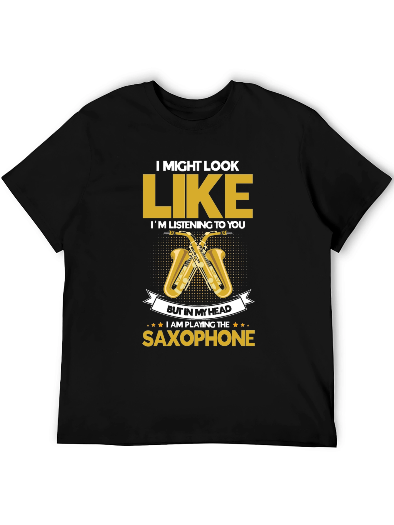 Black Saxophone Player T-Shirt - Musician Novelty Tee view 5
