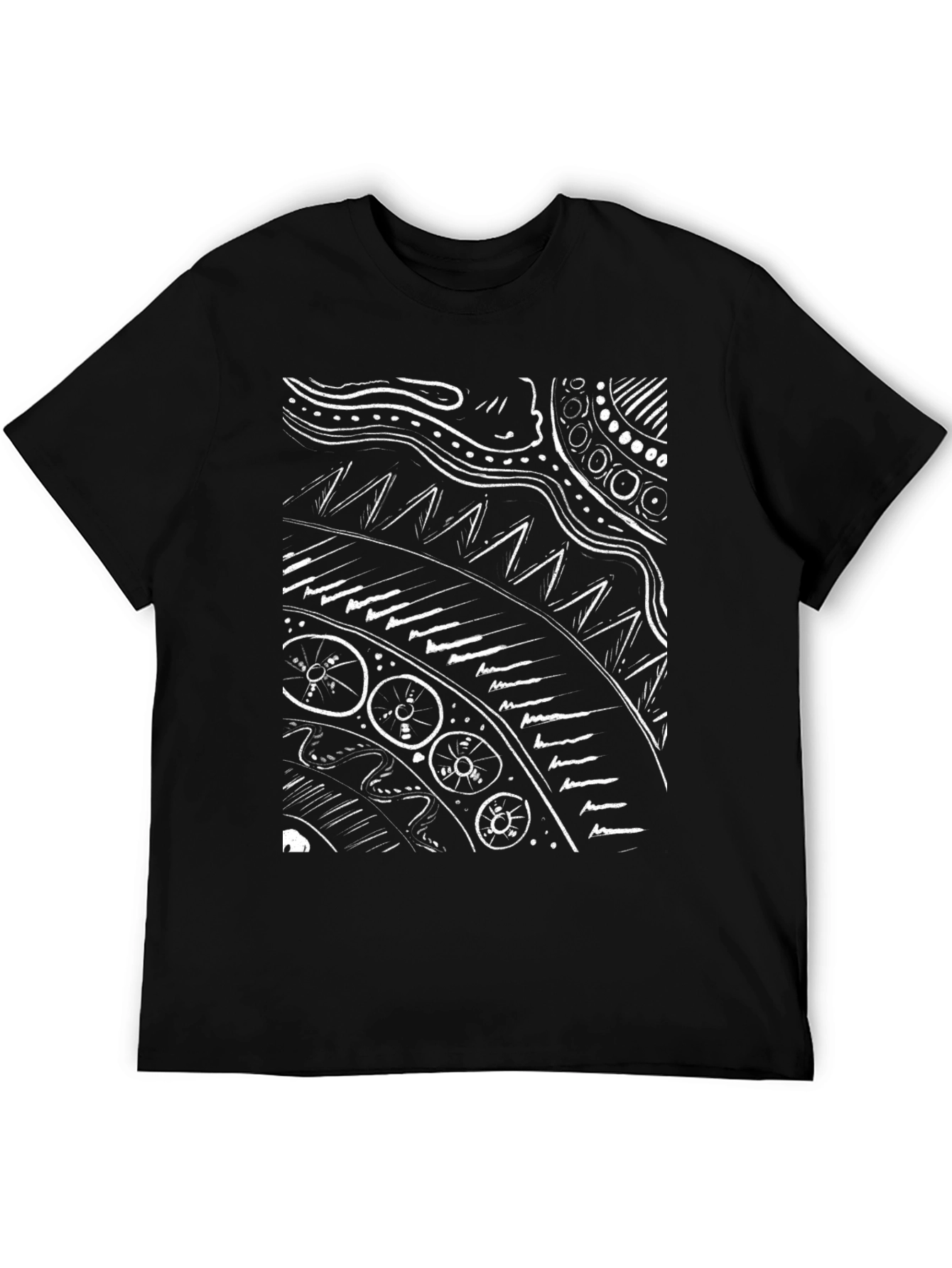 Black Abstract Graphic Print Black T-Shirt view 5