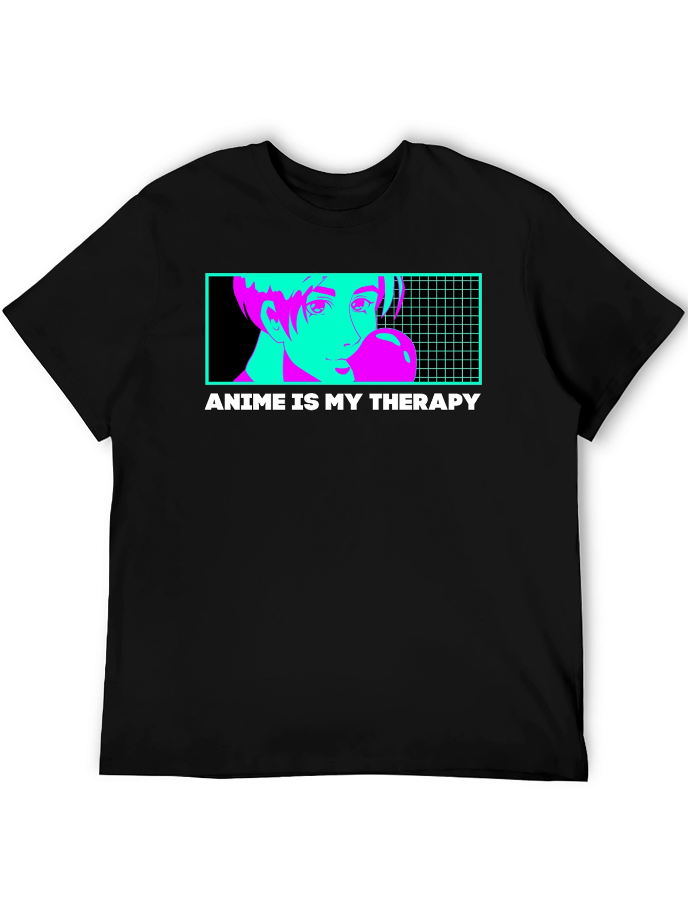 Black Anime Therapy T-Shirt - Unique Graphic Tee view 5